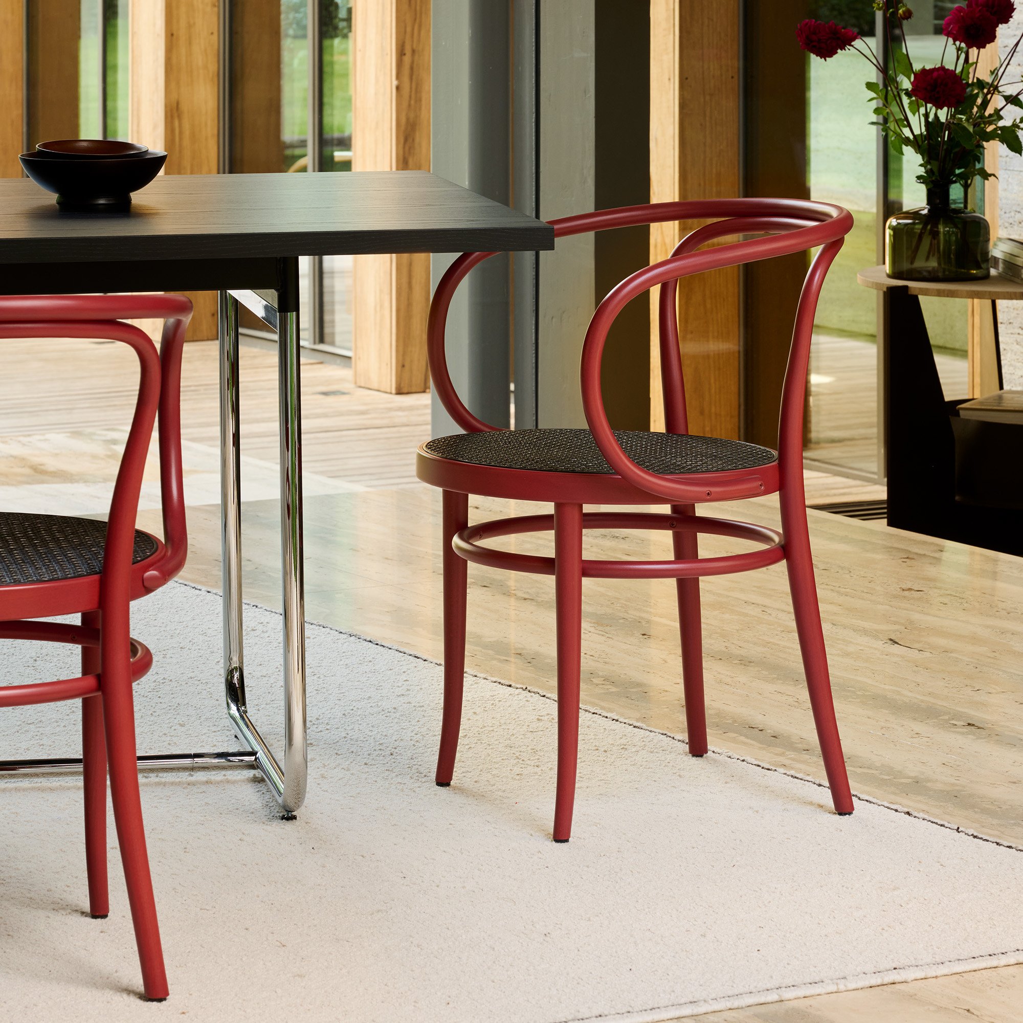 209 / 210 Chair, Black stained beech, Cane work seat and back