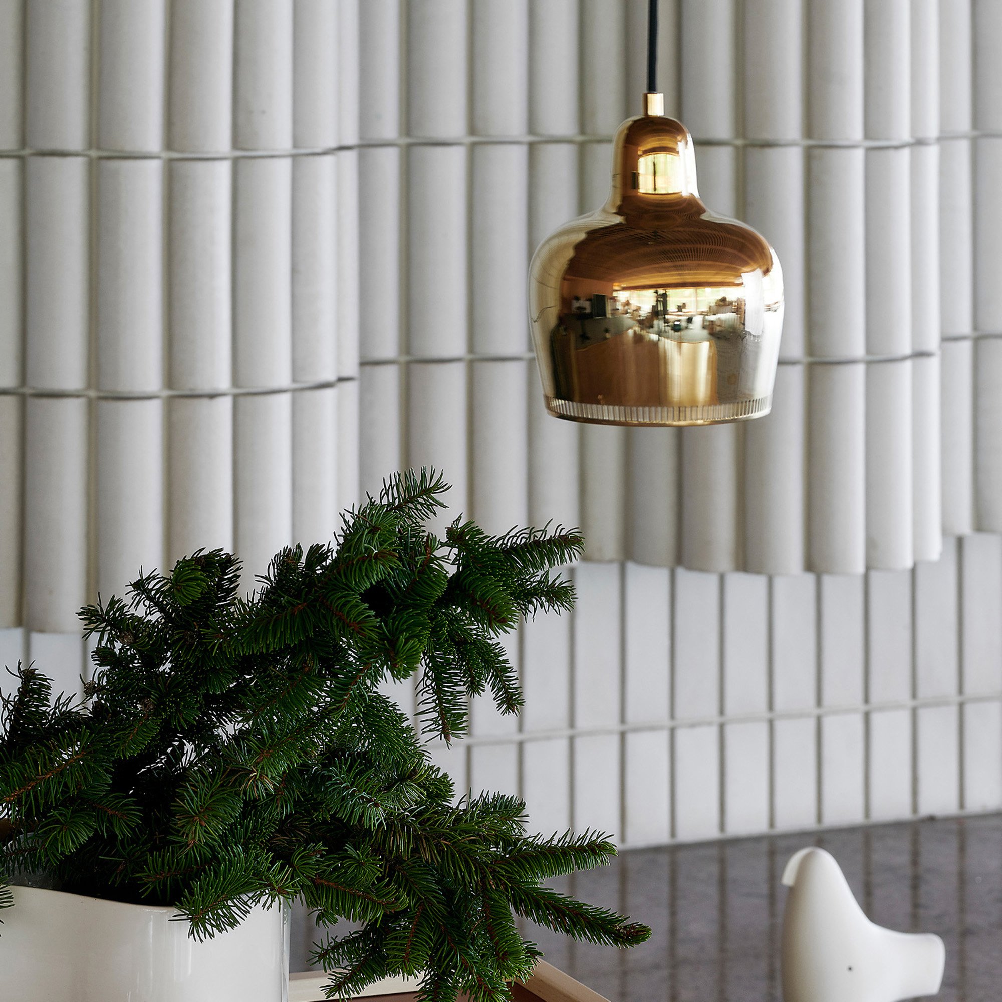 Pendant Lamp A330S Golden Bell, White | Artek | by Alvar Aalto