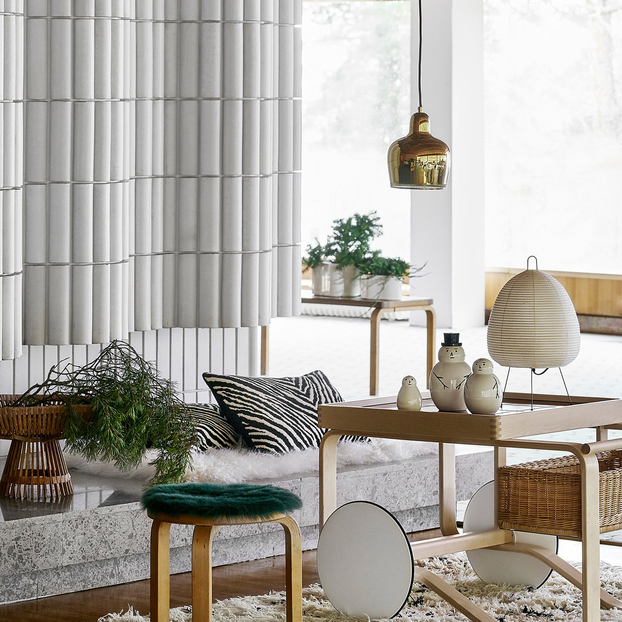 Pendant Lamp A330S Golden Bell, White | Artek | by Alvar Aalto