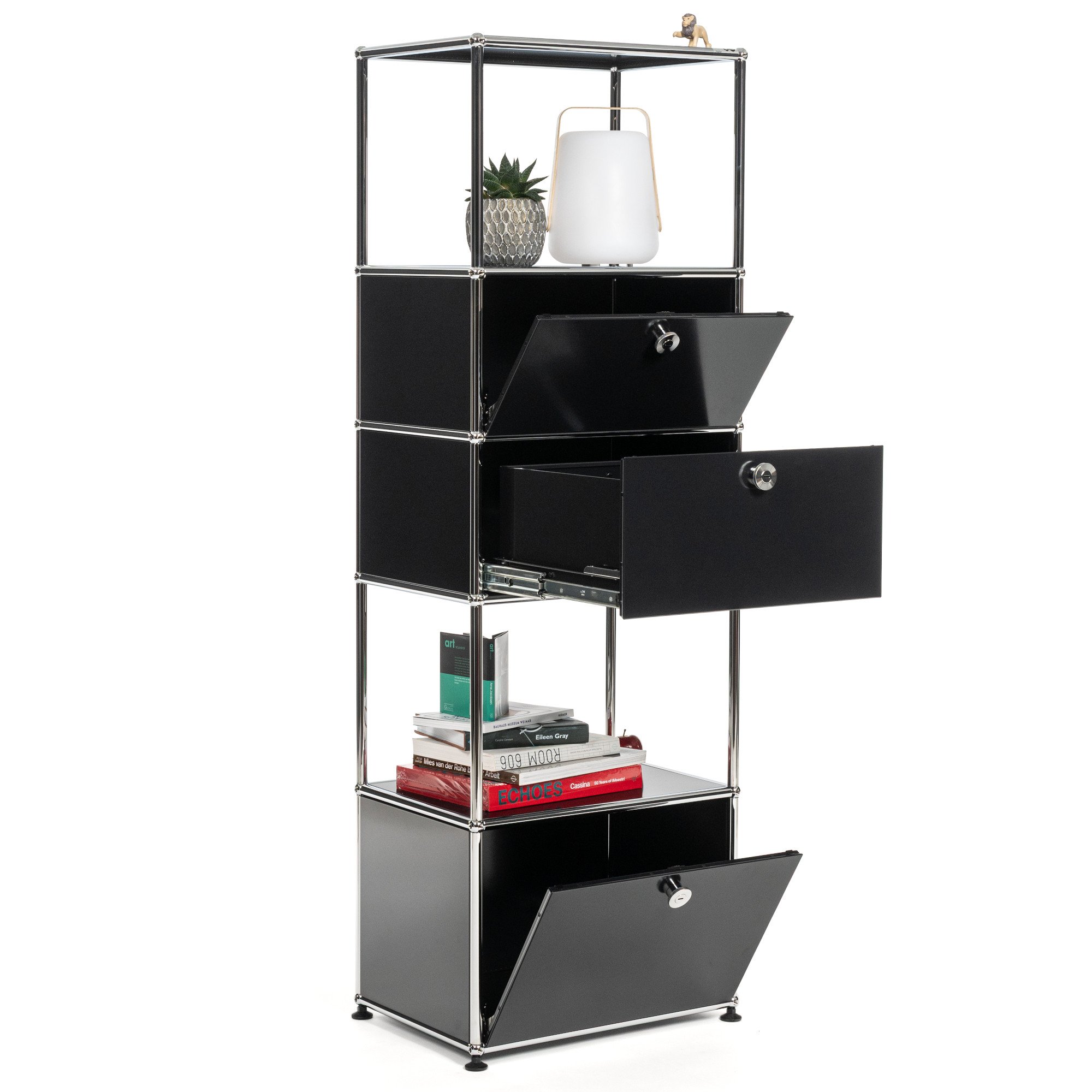 USM Haller Living Room Shelf M Type 2, Pure white RAL 9010, With 3