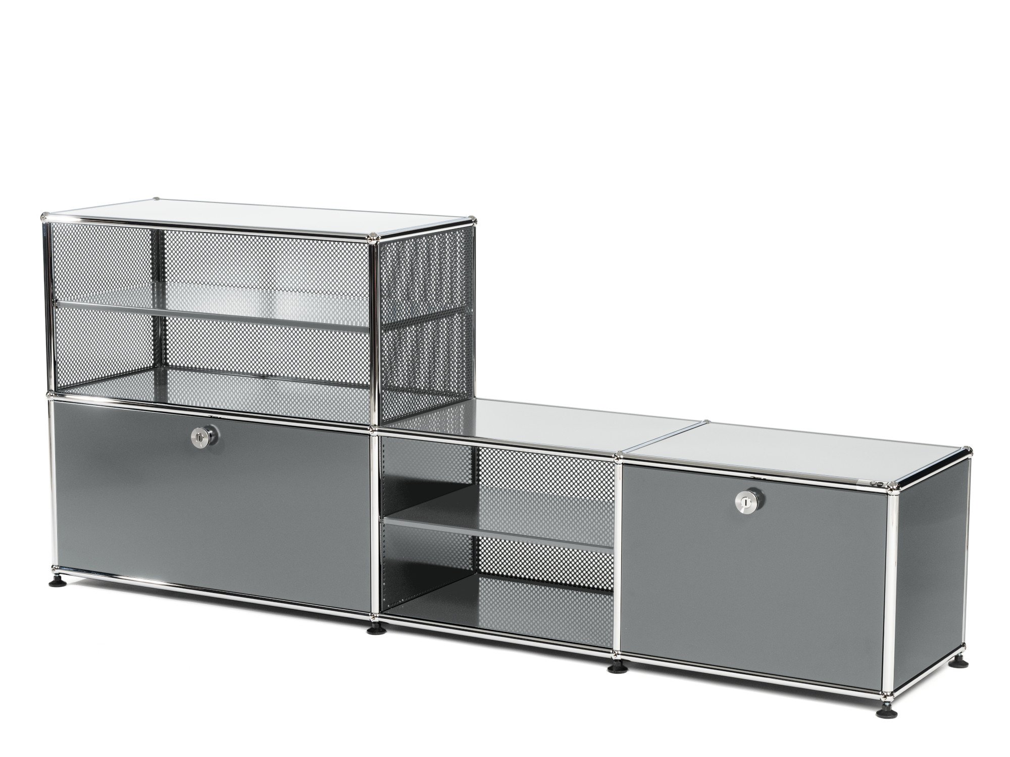 USM Haller ハラ－システム メタルボックス 色：ミッドグレー（２） USM Haller coat rack/bench type 2, Mid grey RAL 7005 | USM Haller