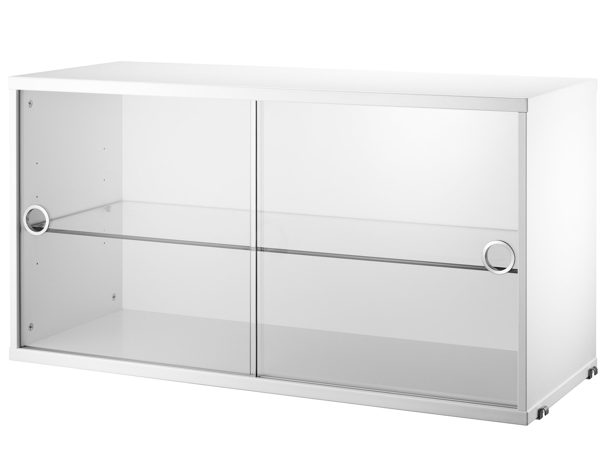 String System Display Cabinet With Sliding Glass Doors, White lacquered ...
