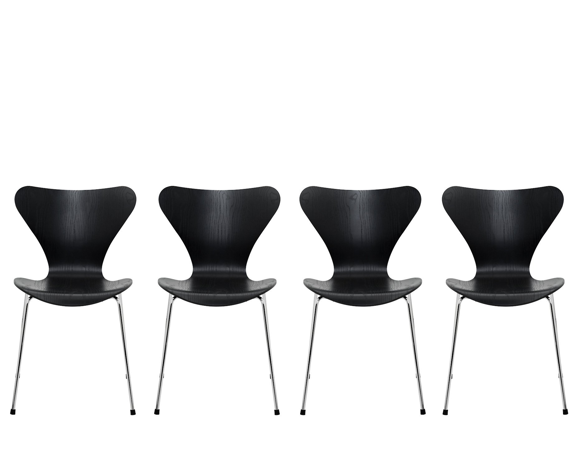 Series 7 Chair 3107 - Promotion Set of 4, Seat black coloured ash