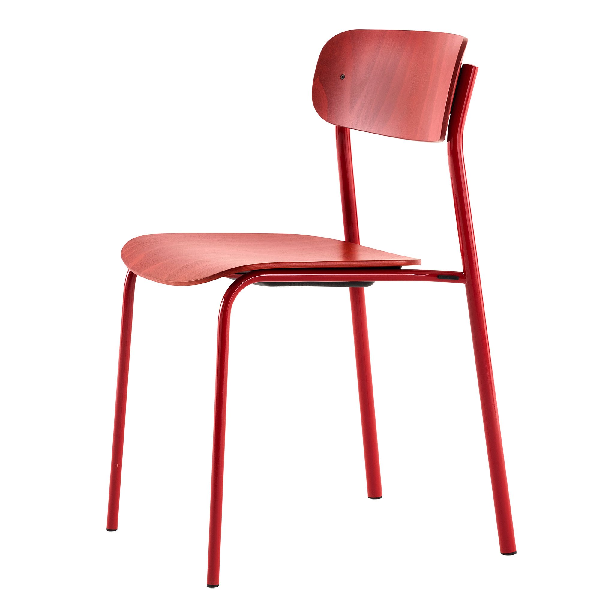 S 243 Chair, Tomato red (RAL 3013), Rusty red stained beech (TP