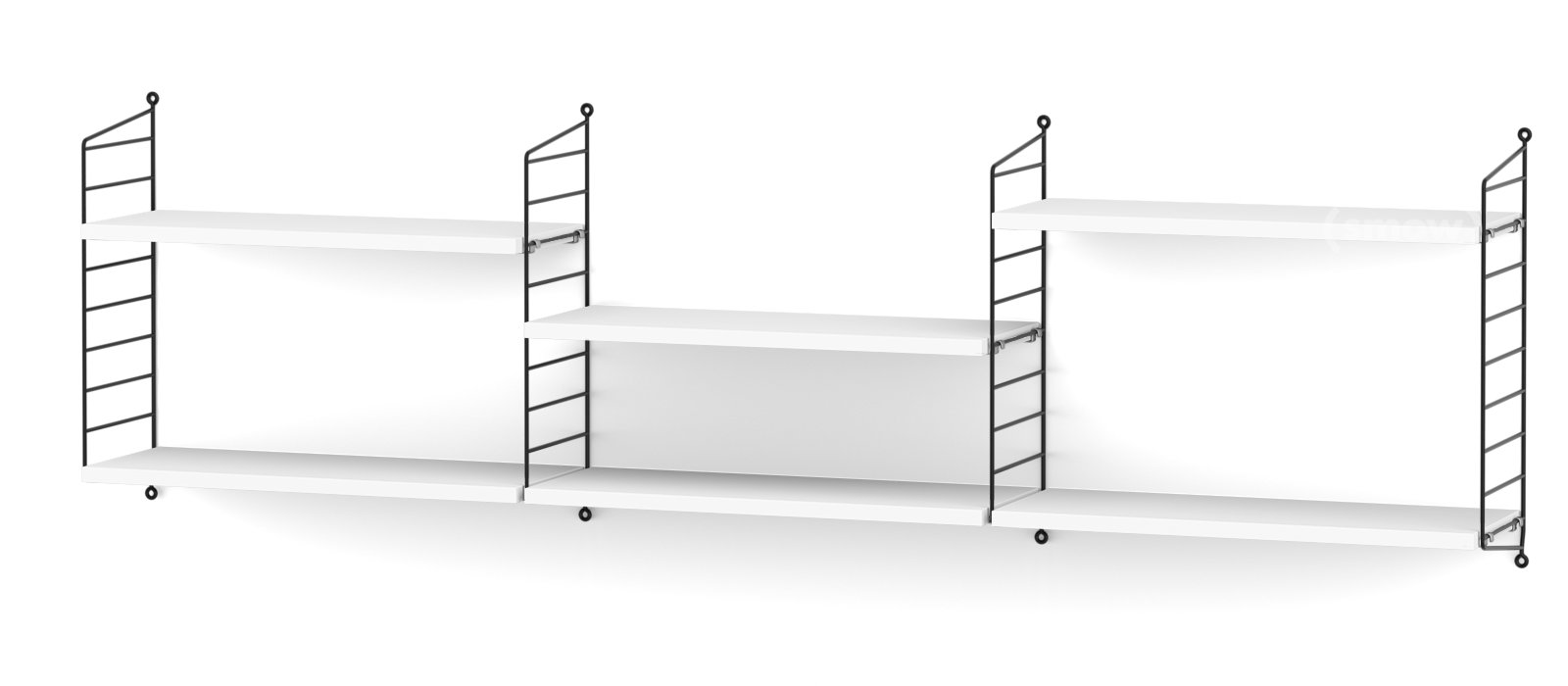 String System Shelf L, 20 cm, Black, White lacquered | String