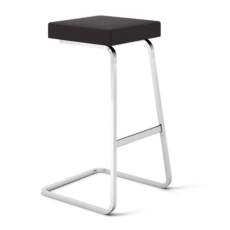 4 Tabourets De Bar Vintage Knoll, Simili Cuir Bleu Et Chrome, Restauration Légère