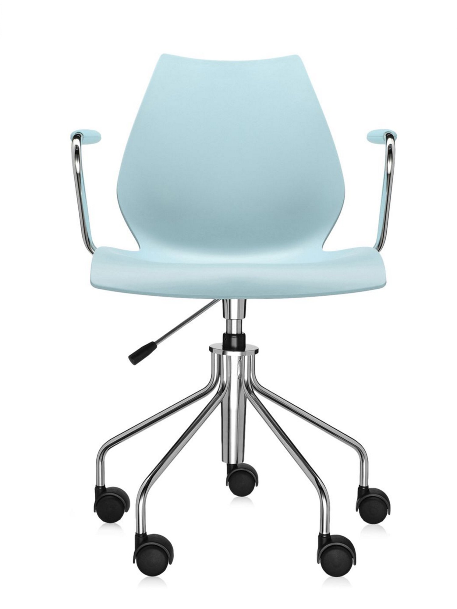 Maui Swivel Chair, With armrests, Light blue | Kartell | Office