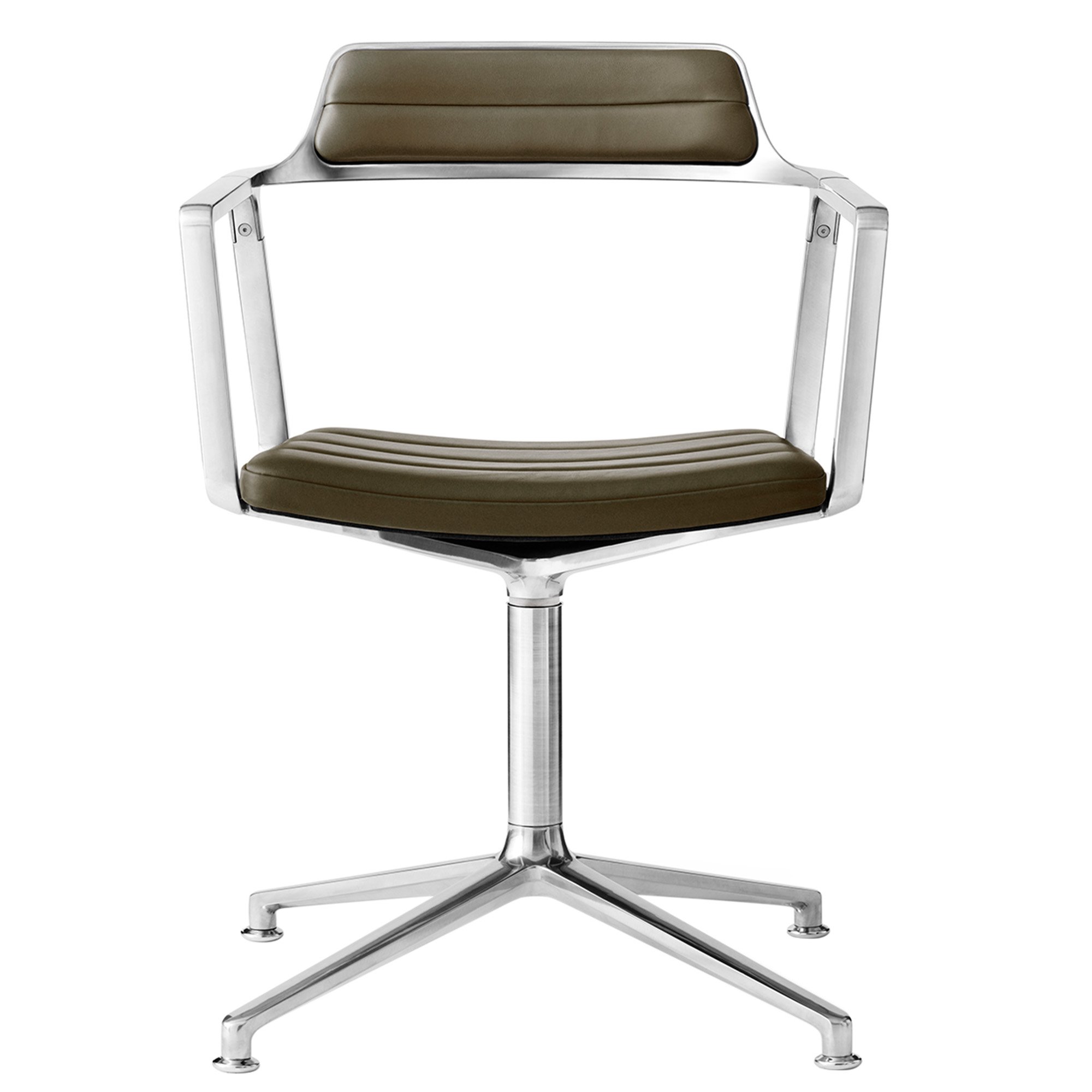 Swivel 452 Chair, Bosco green leather, Polished | Vipp | Office