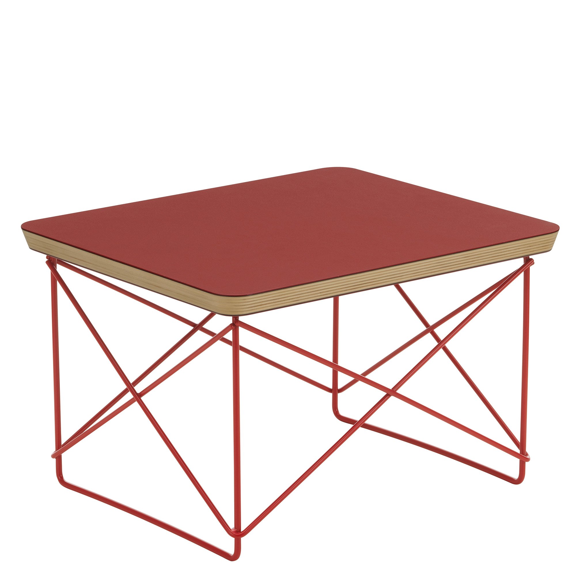 Occasional Table LTR , Linoleum dark brick, Powder-coated eames