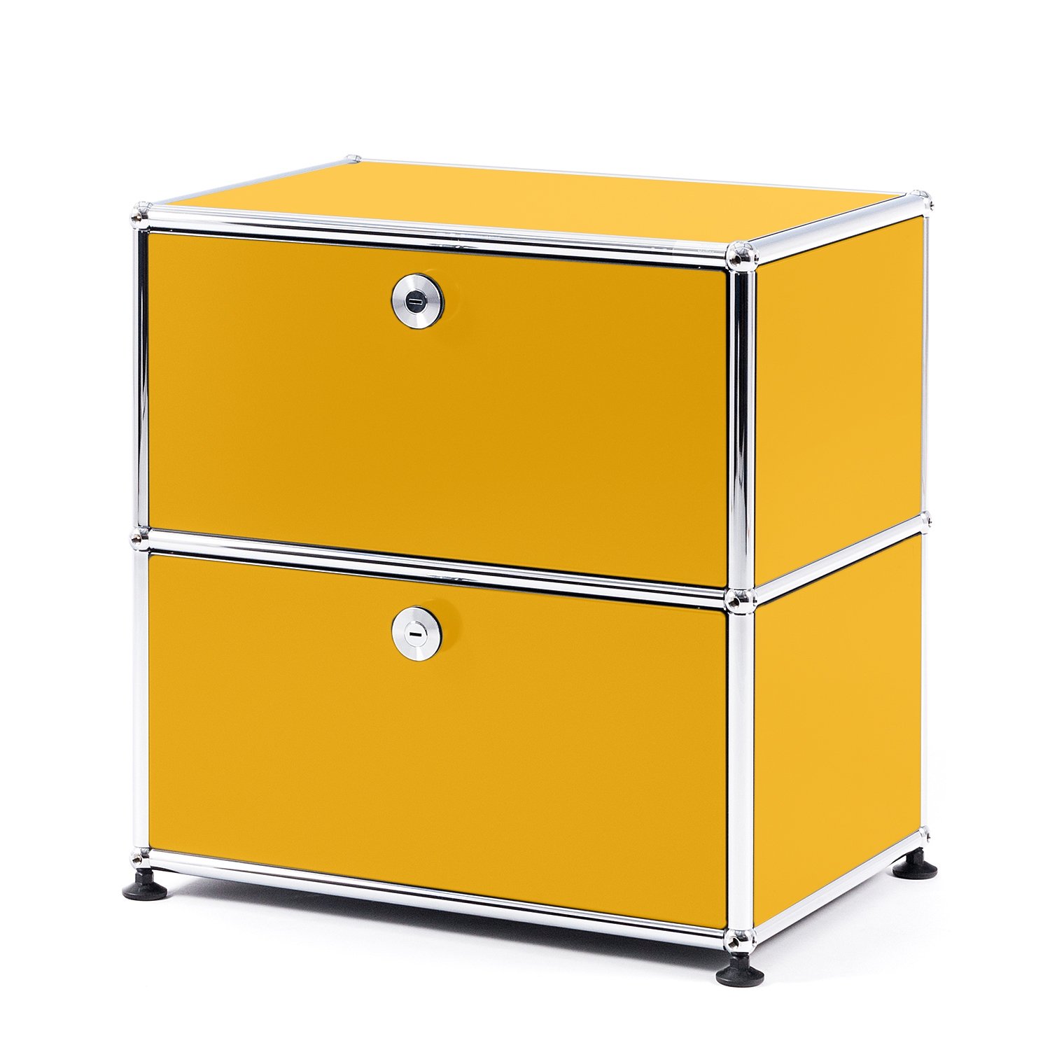 USM Haller Bedside Table with 2 Drop-down Doors, Golden