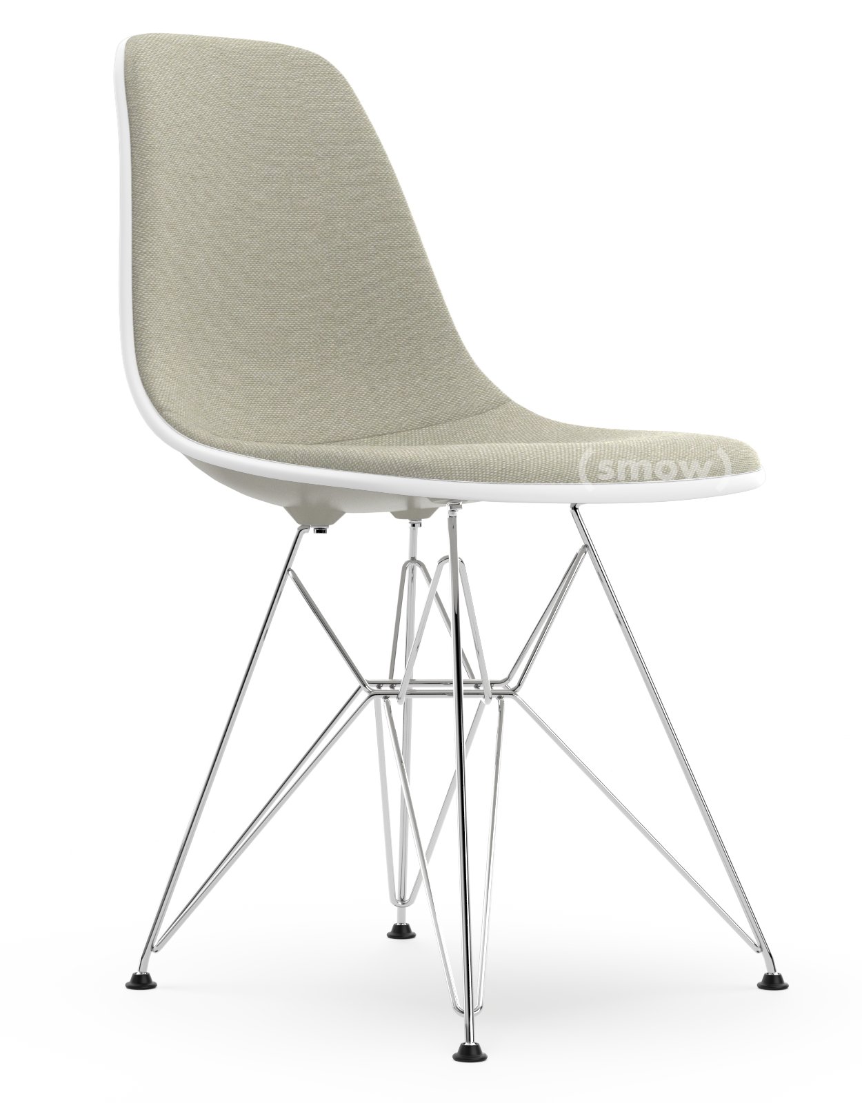 Eames Plastic Side Chair DSR, Pebble, With full upholstery, Warm