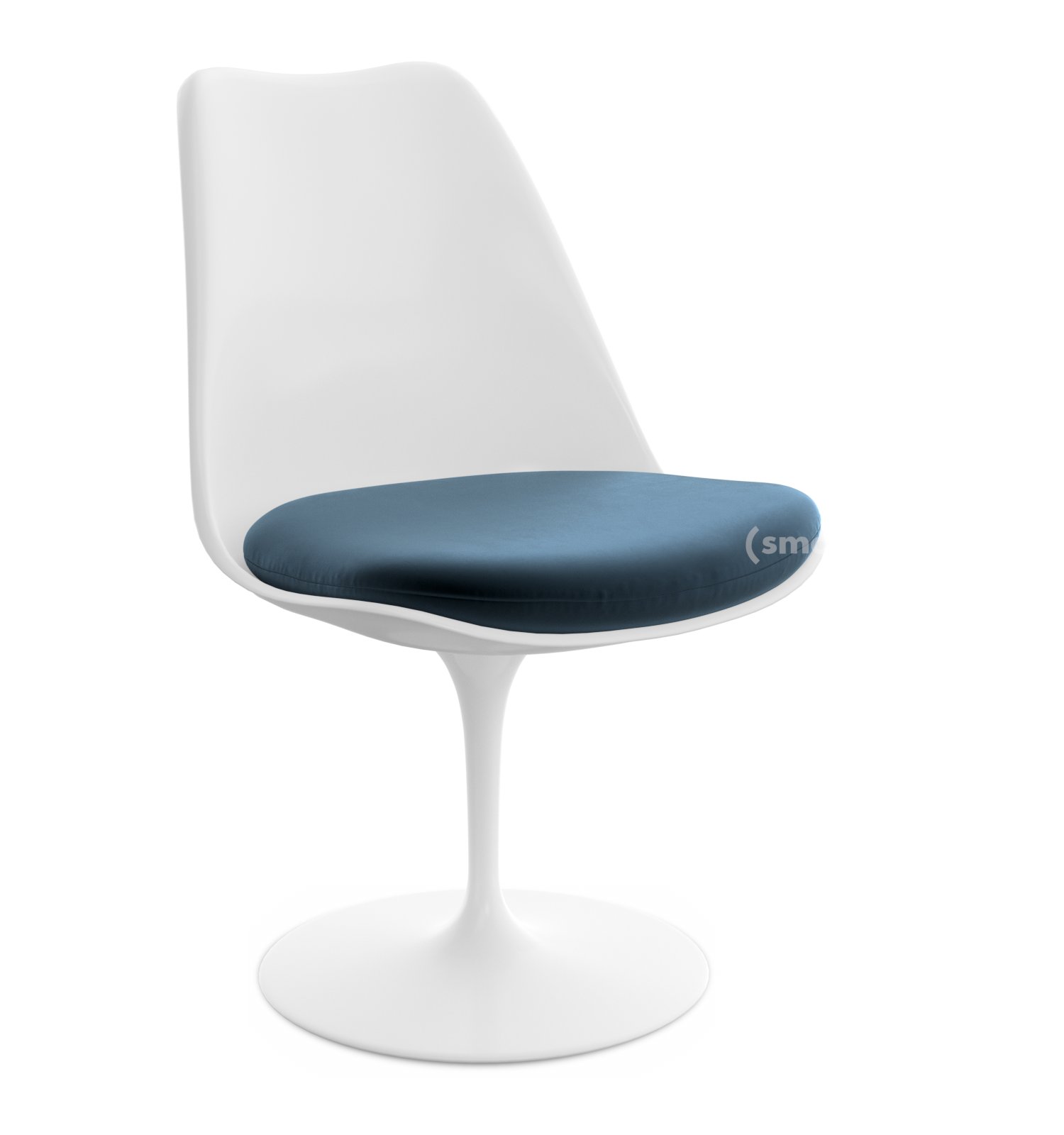 Saarinen Tulip Chair, Swivel, Seat cushion, White, Night Blue (Eva 170)