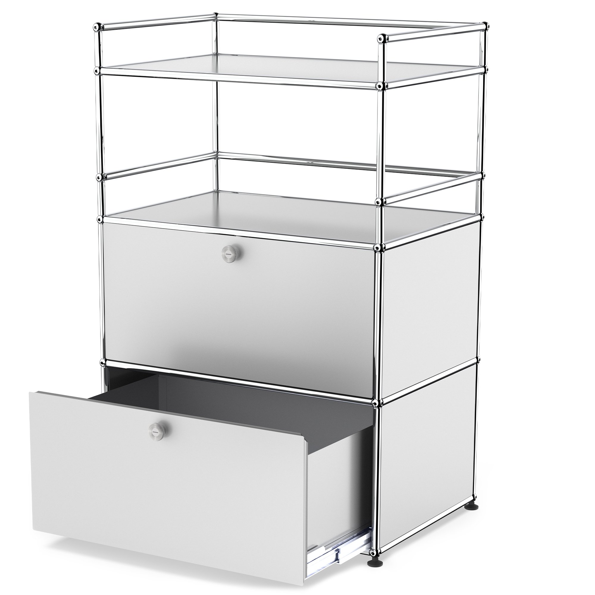 USM Haller Bar Highboard, USM matte silver, With drop-down door