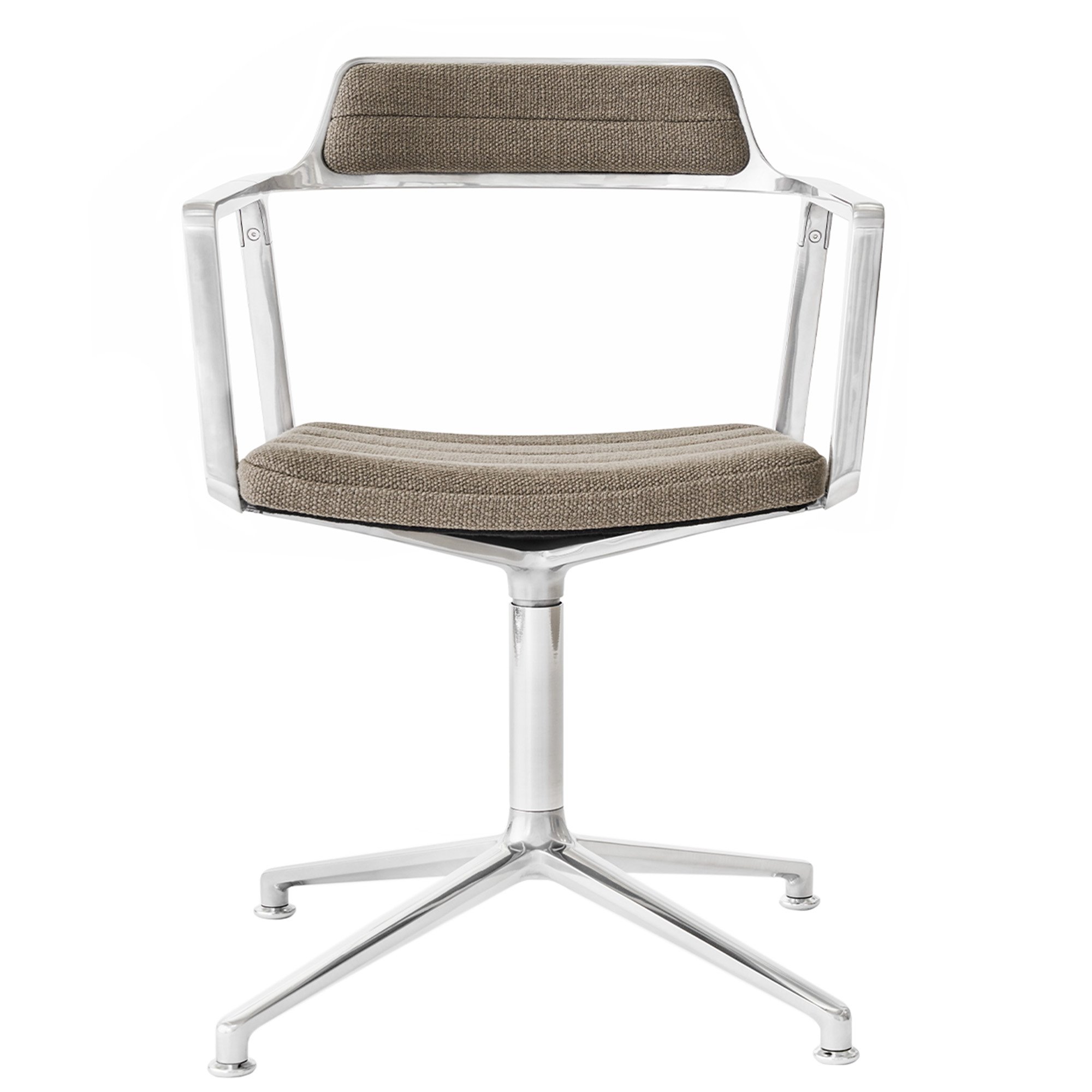 Swivel 452 Chair, wool linen mix dark sand, Polished | Vipp