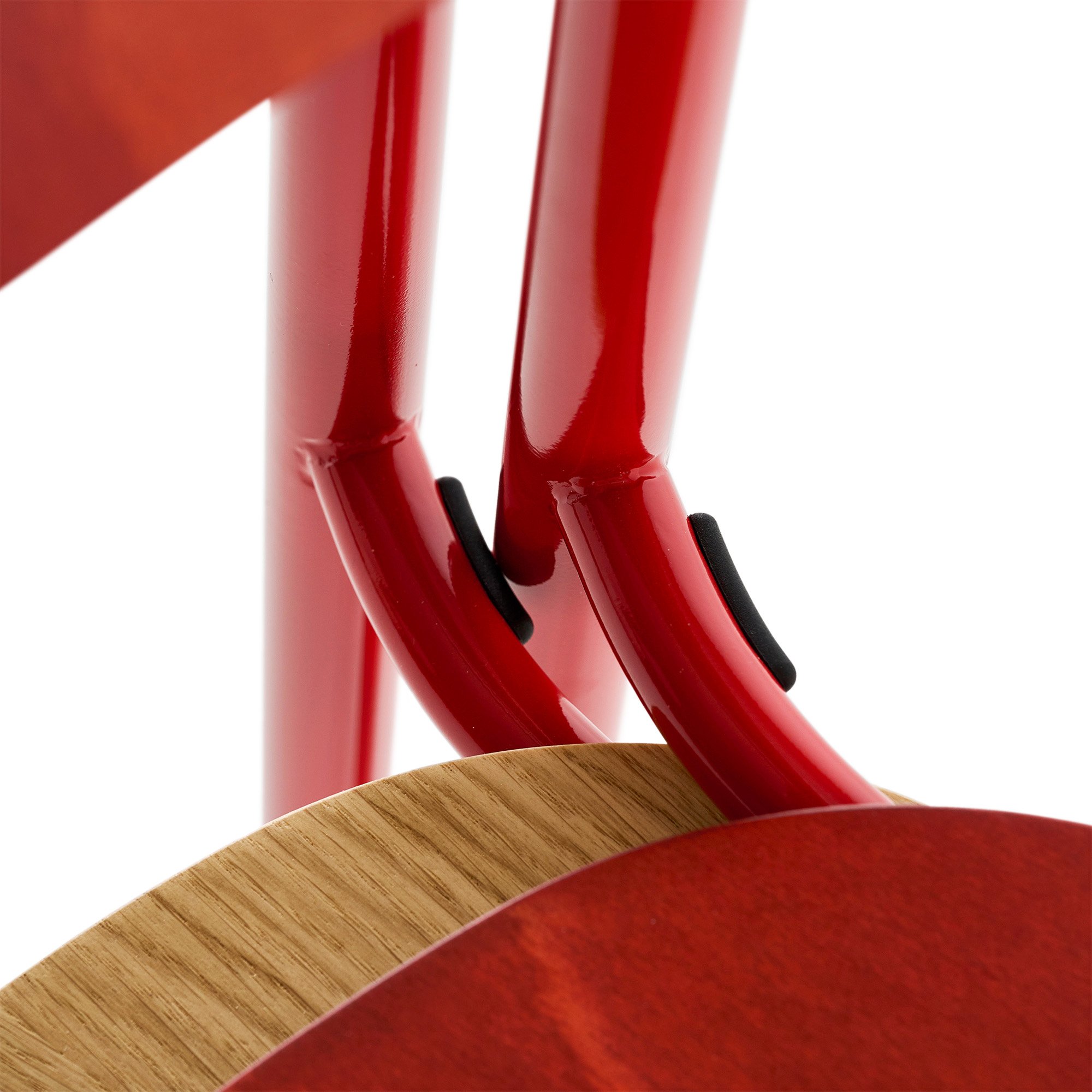 S 243 Chair, Tomato red (RAL 3013), Rusty red stained beech (TP