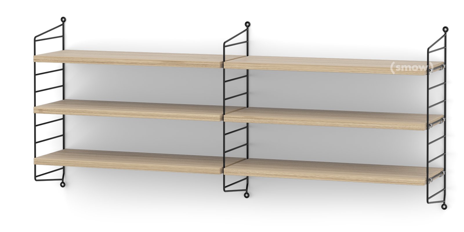 String System Shelf M, 20 cm, Black, Oak veneer | String Furniture