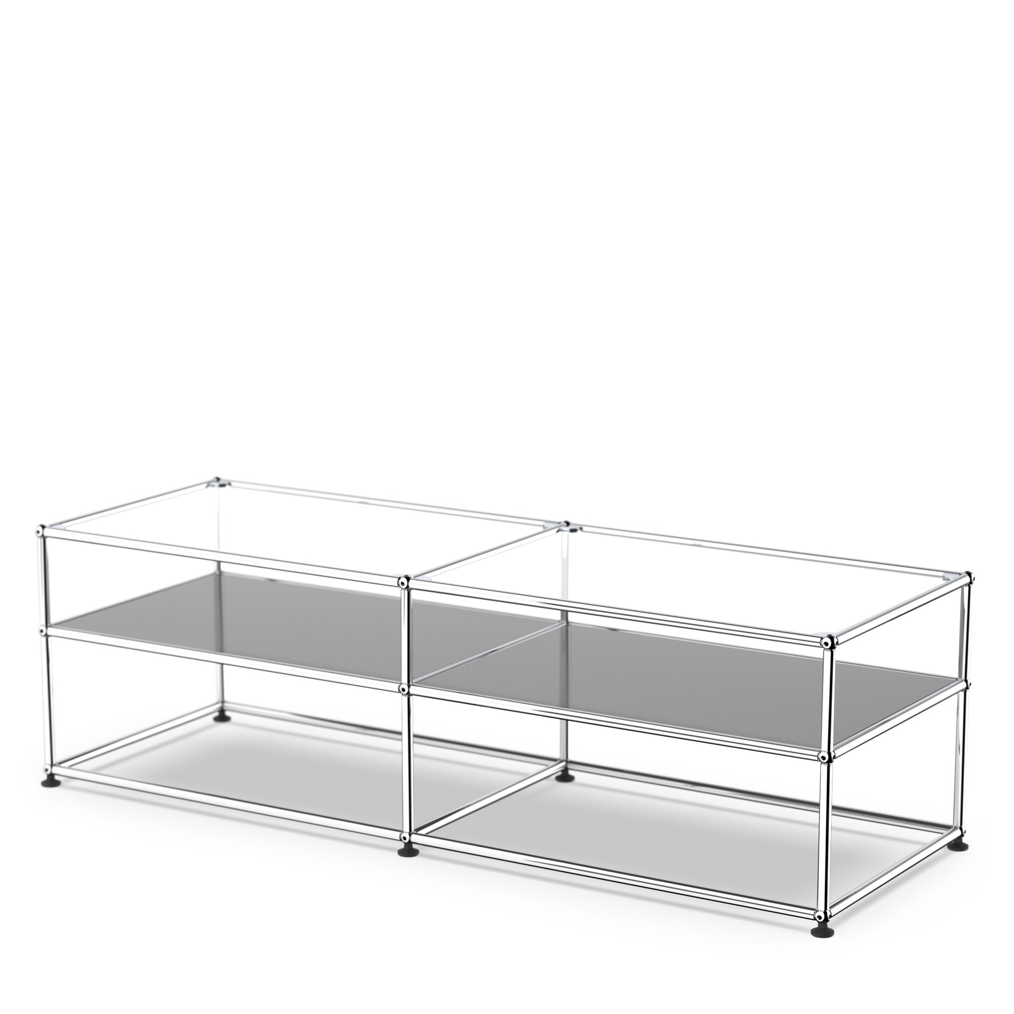 USM Haller Side Table Type 1, Glass, Mid grey RAL 7005 | USM