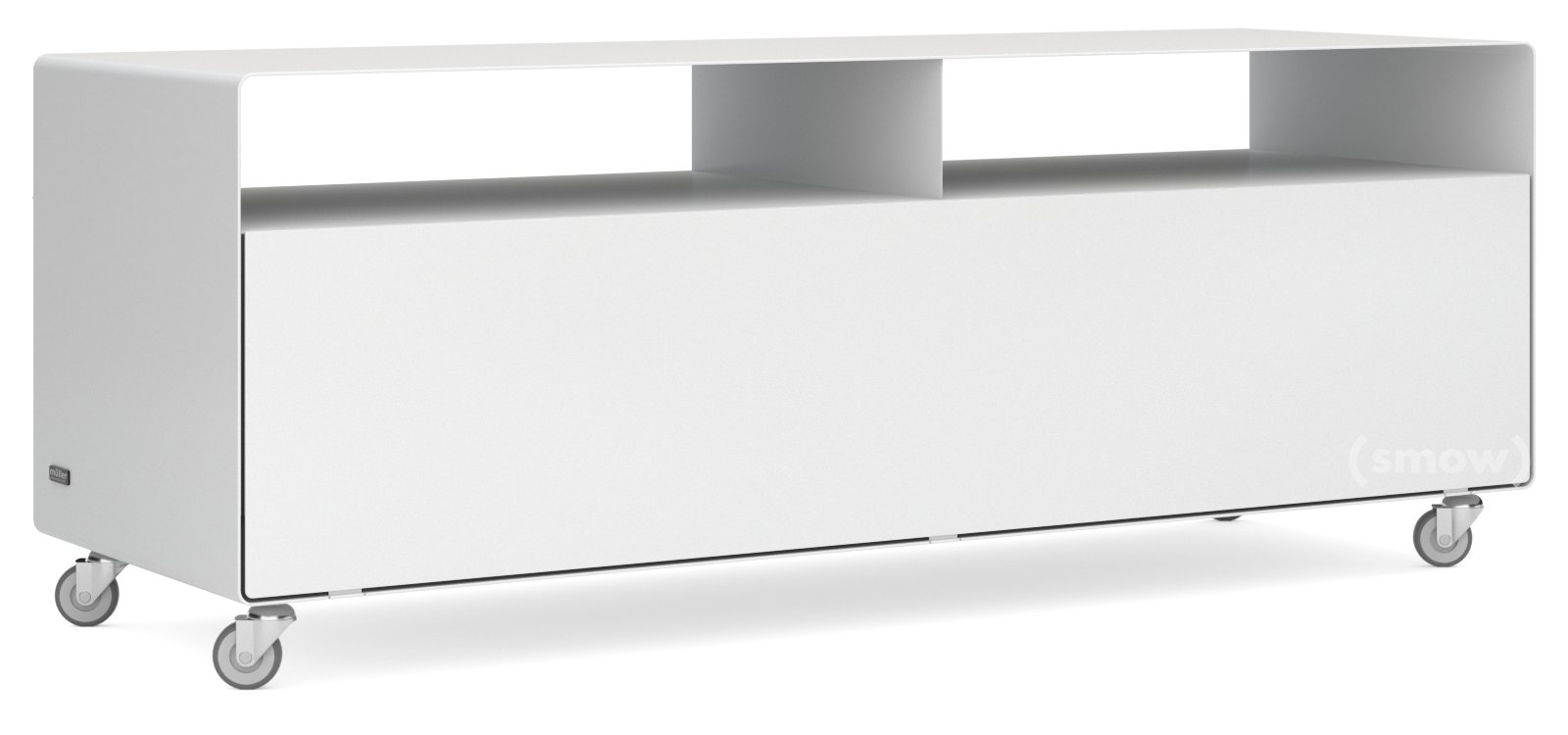 TV Lowboard R 109, Self-coloured, Signal white (RAL 9003), Industrial castors
