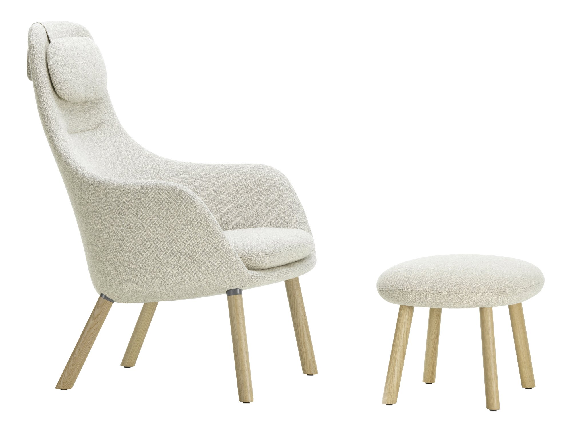 HAL Lounge Chair, Fabric Dumet ivory melange, With Ottoman | Vitra
