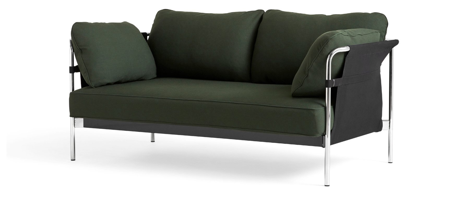 Can Sofa 2.0, Two-seater, Fabric Steelcut 975 - Fir, Chrome | Hay