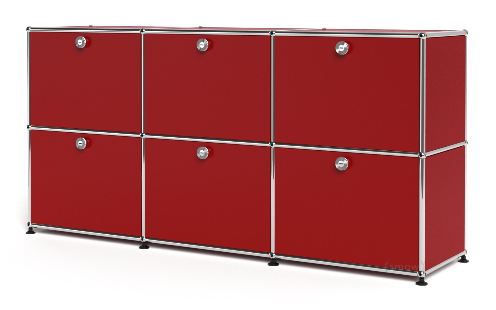 USM Haller Sideboard 50, Customizable, USM ruby red, With 3 drop