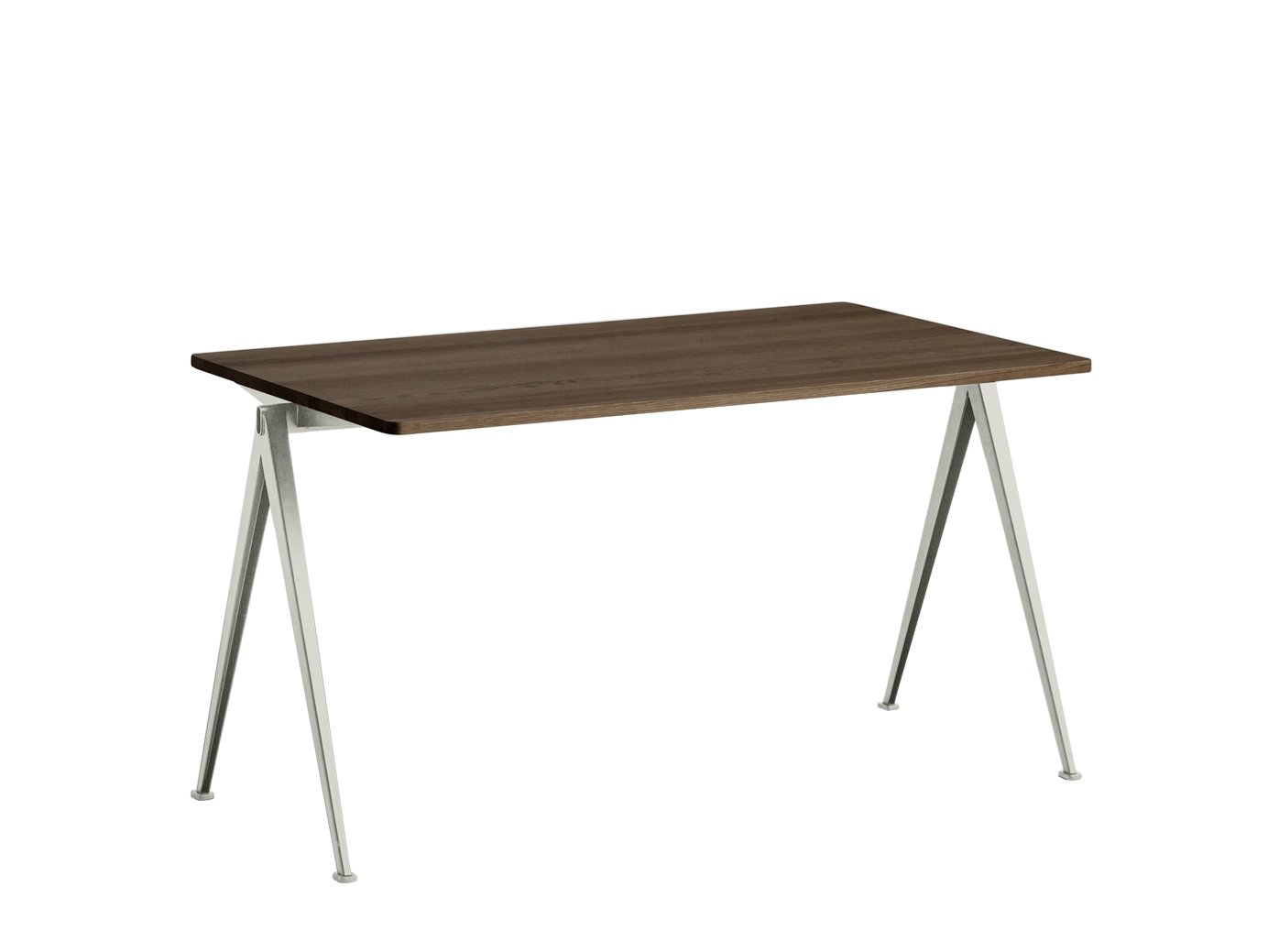 Pyramid Table 01, L 140 x W 75 x H 74 cm, Smoked oak, Steel beige