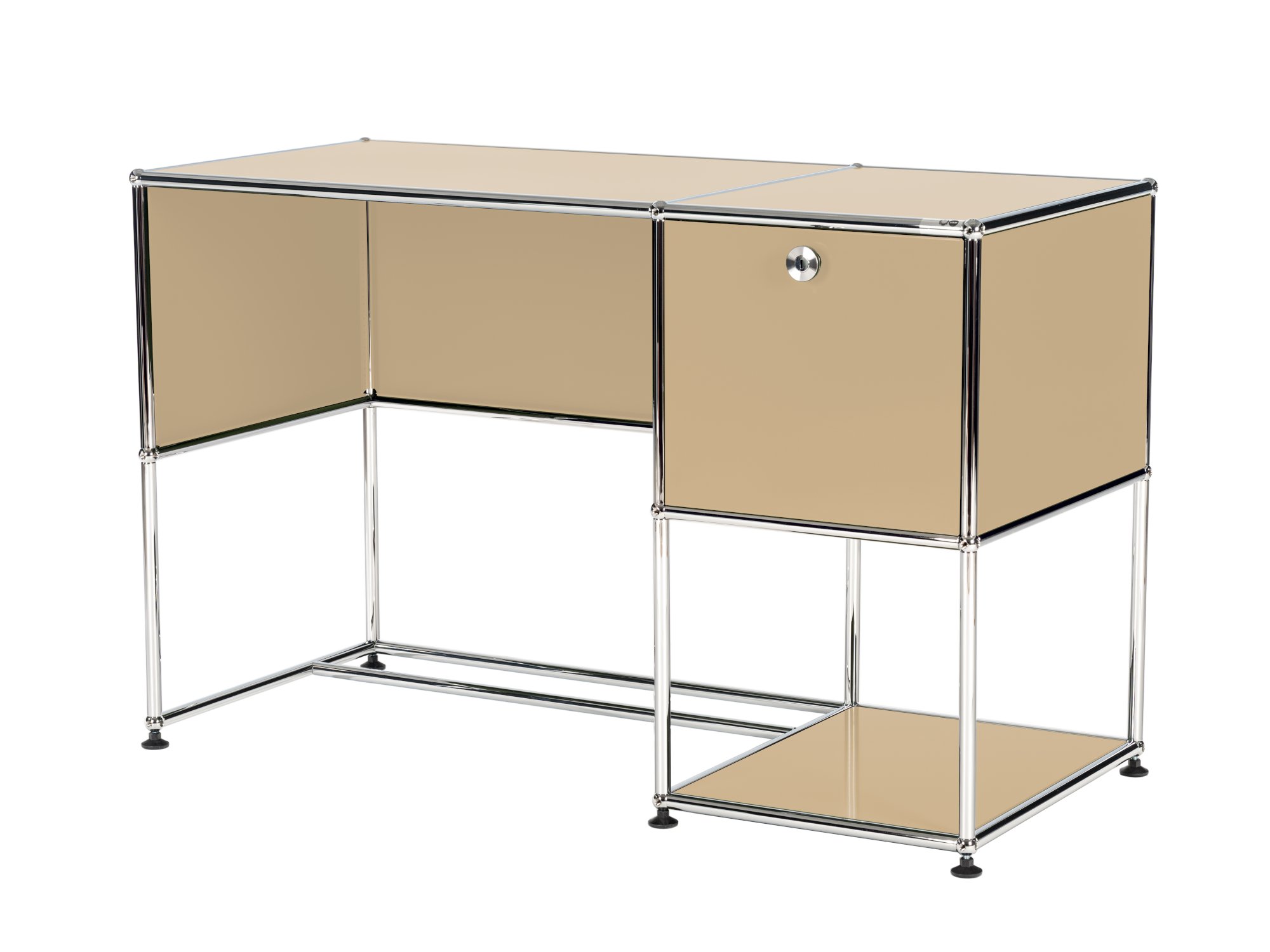USM Haller Home Office Desk, USM beige, With cable entry hole, bottom ...