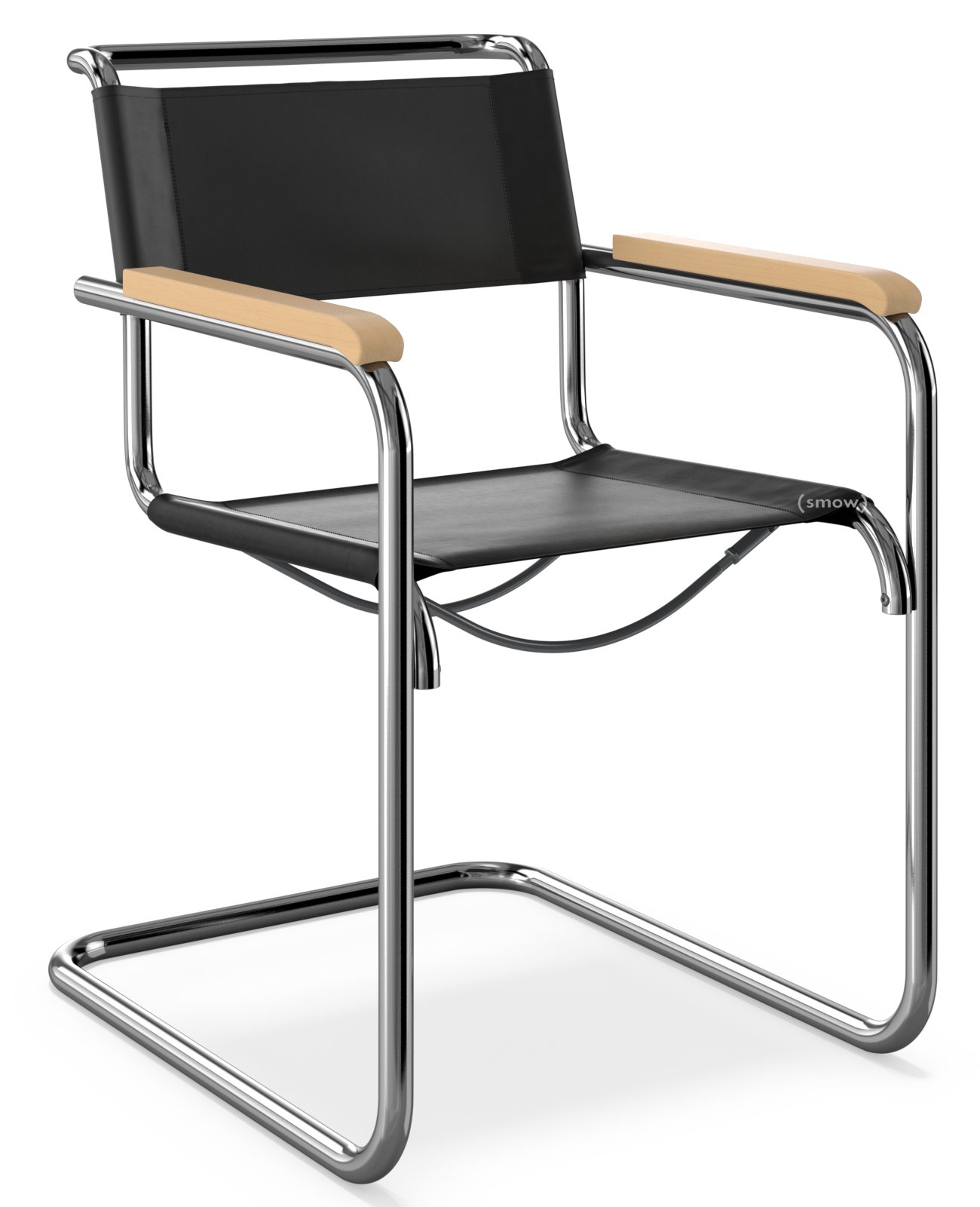 S 33 / S 34 Cantilever Chair, Armrests natural stained beech, Butt