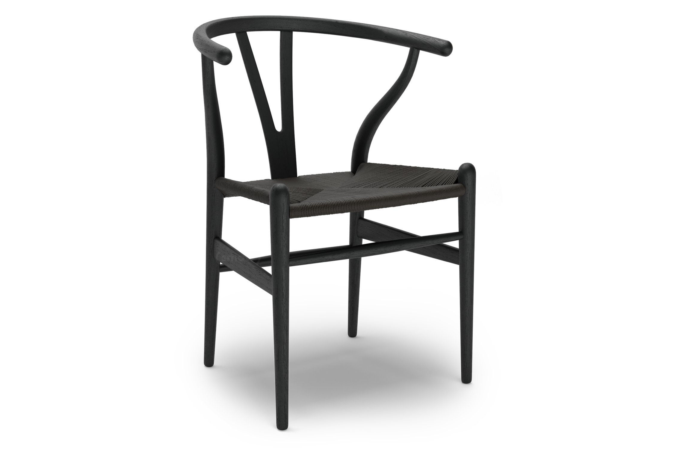 CH24 Wishbone Chair, Black lacquered oak, Black mesh | Carl Hansen