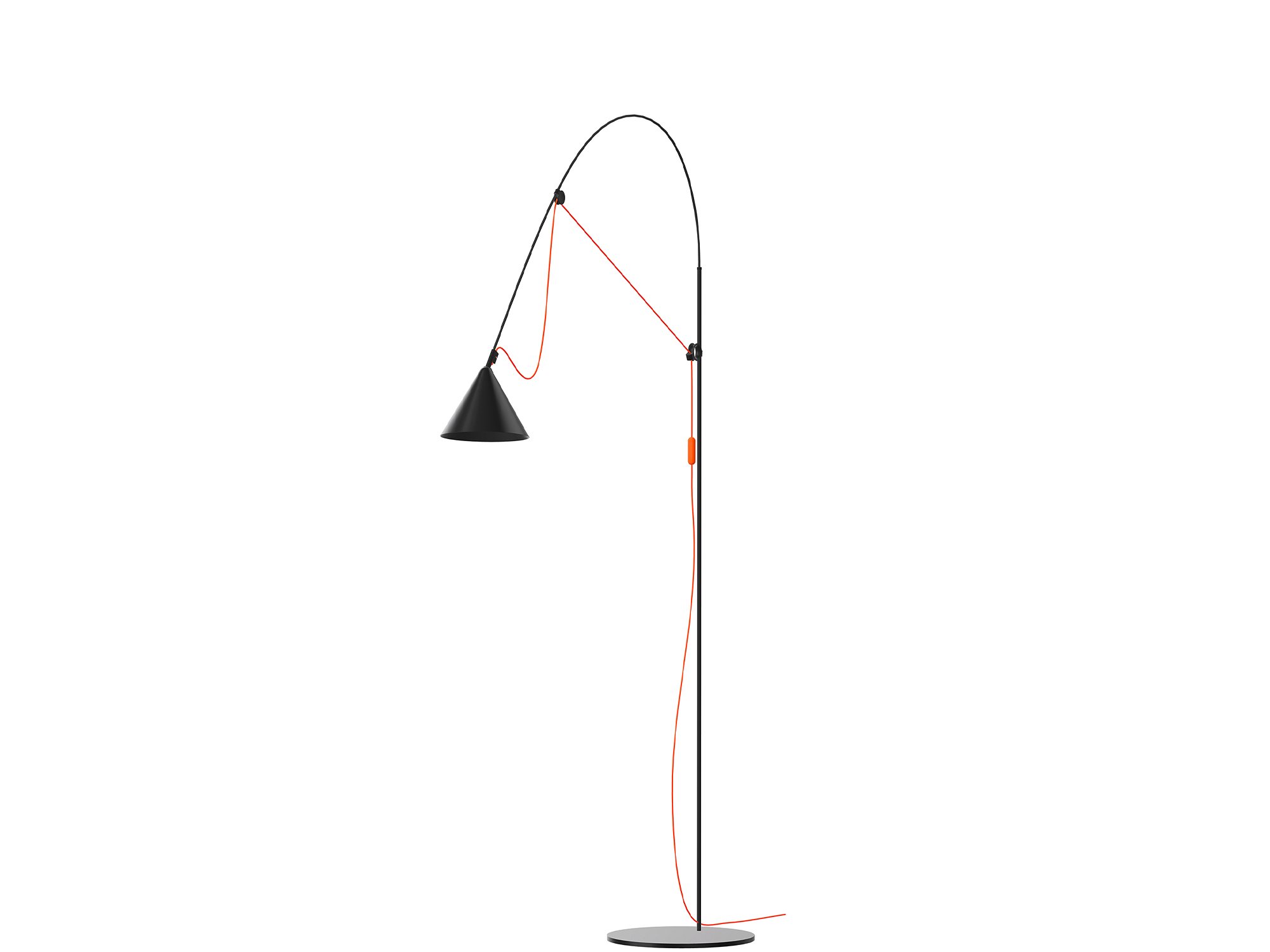 Ayno L Floor Lamp, Black, Orange, 2700 K | Midgard