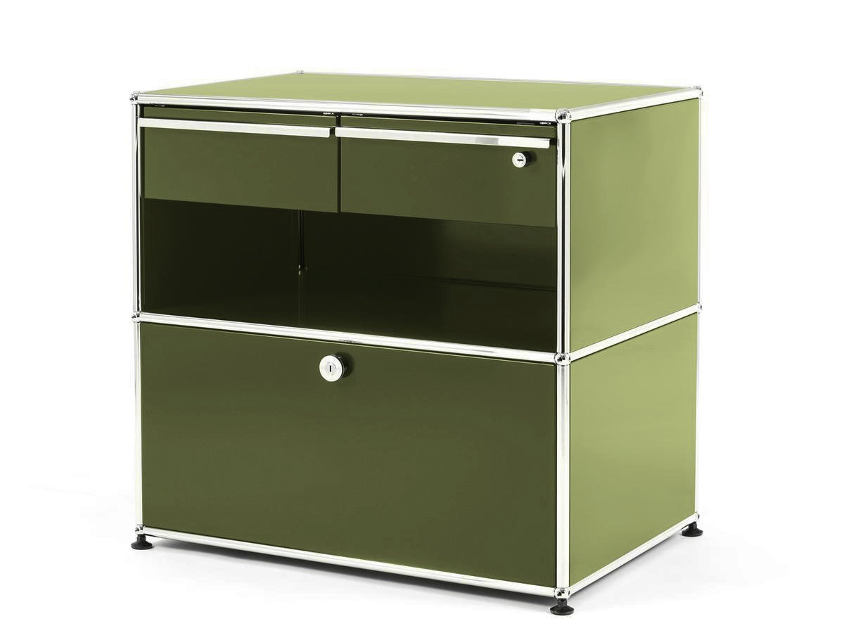 USM Haller Office Sideboard M with Drawers, Olive green RAL 6003