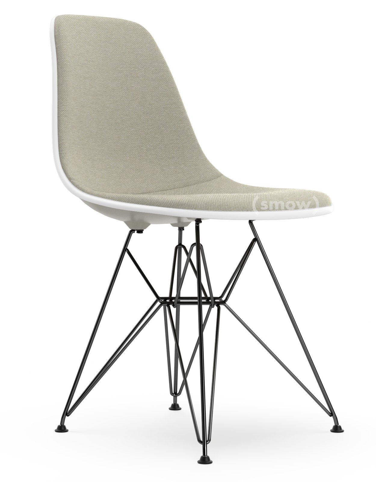 Eames Plastic Side Chair DSR, Pebble, With full upholstery, Warm