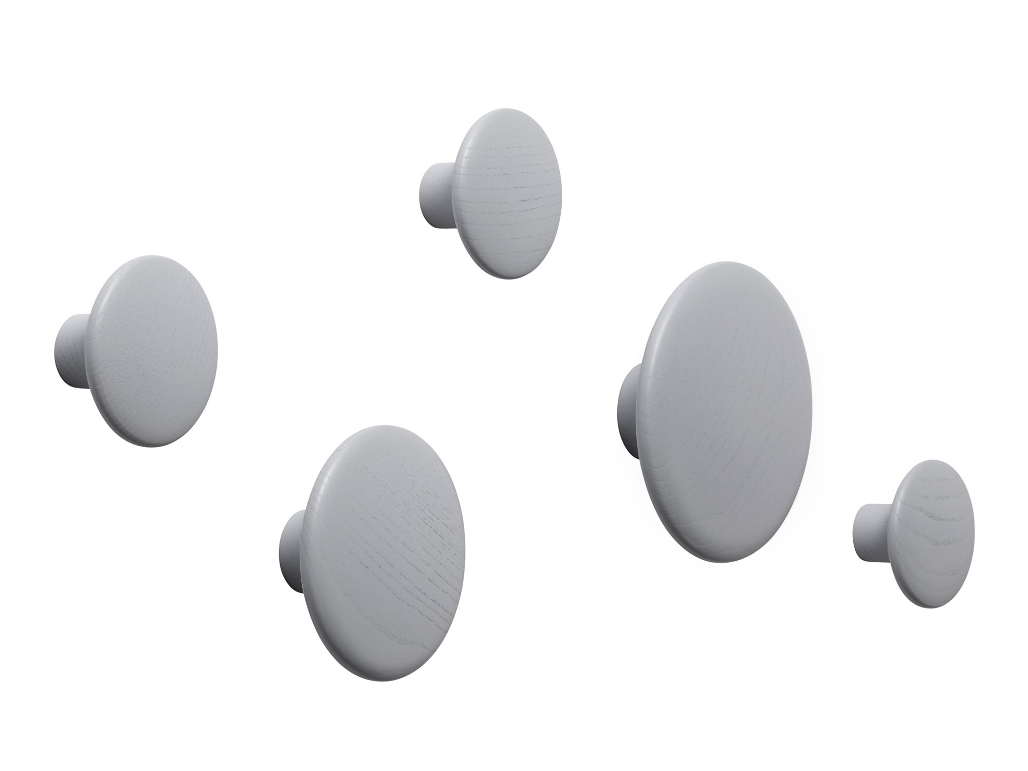 The Dots Set of 5 Hooks, Grey | Muuto | Wall-mounted coat racks