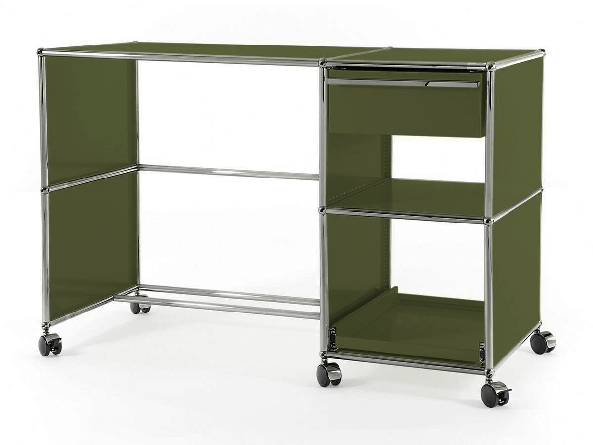 USM Haller Desktop on Castors Type 2, Olive green RAL 6003 | USM