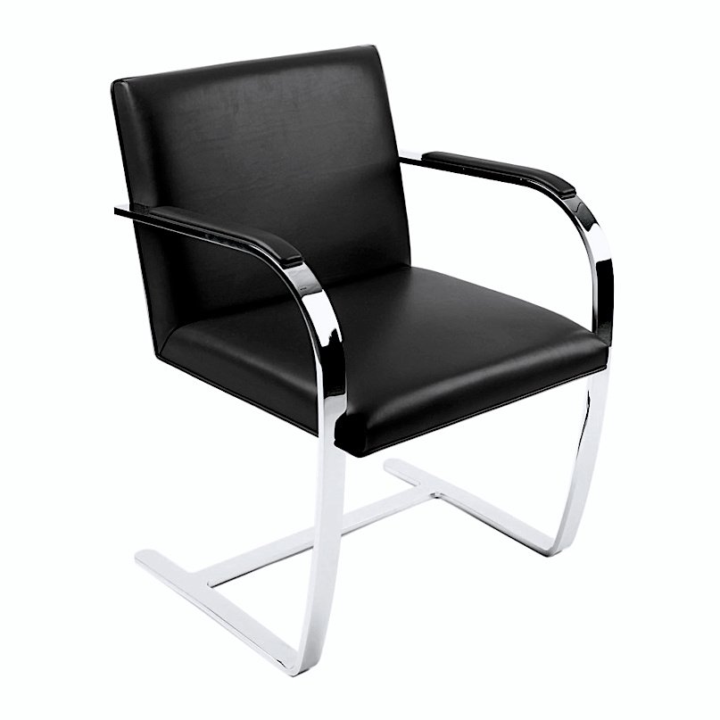 Flat Bat Brno Chair, High polished chrome with glides, Volo, Black