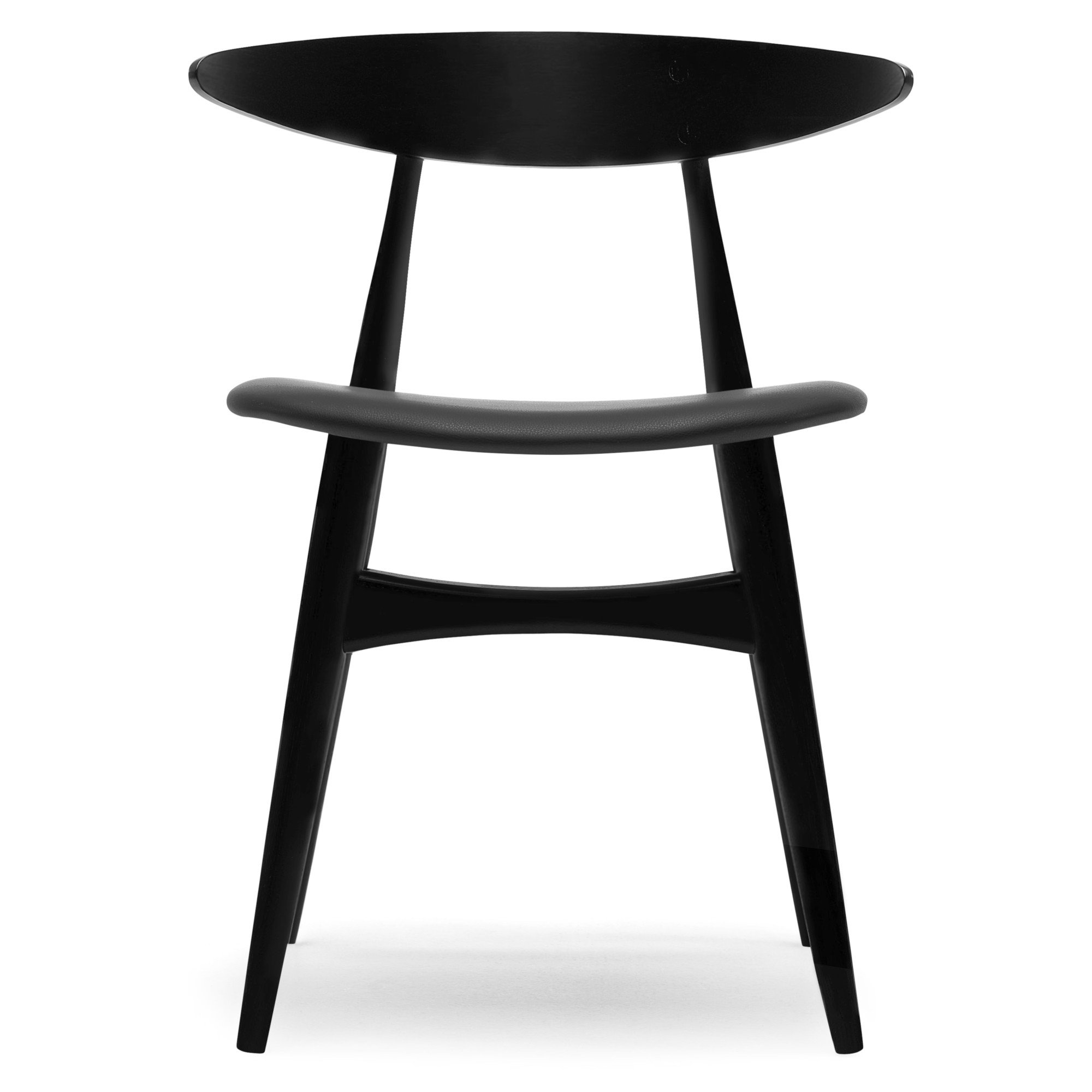 CH33P, Black lacquered oak, Leather black | Carl Hansen
