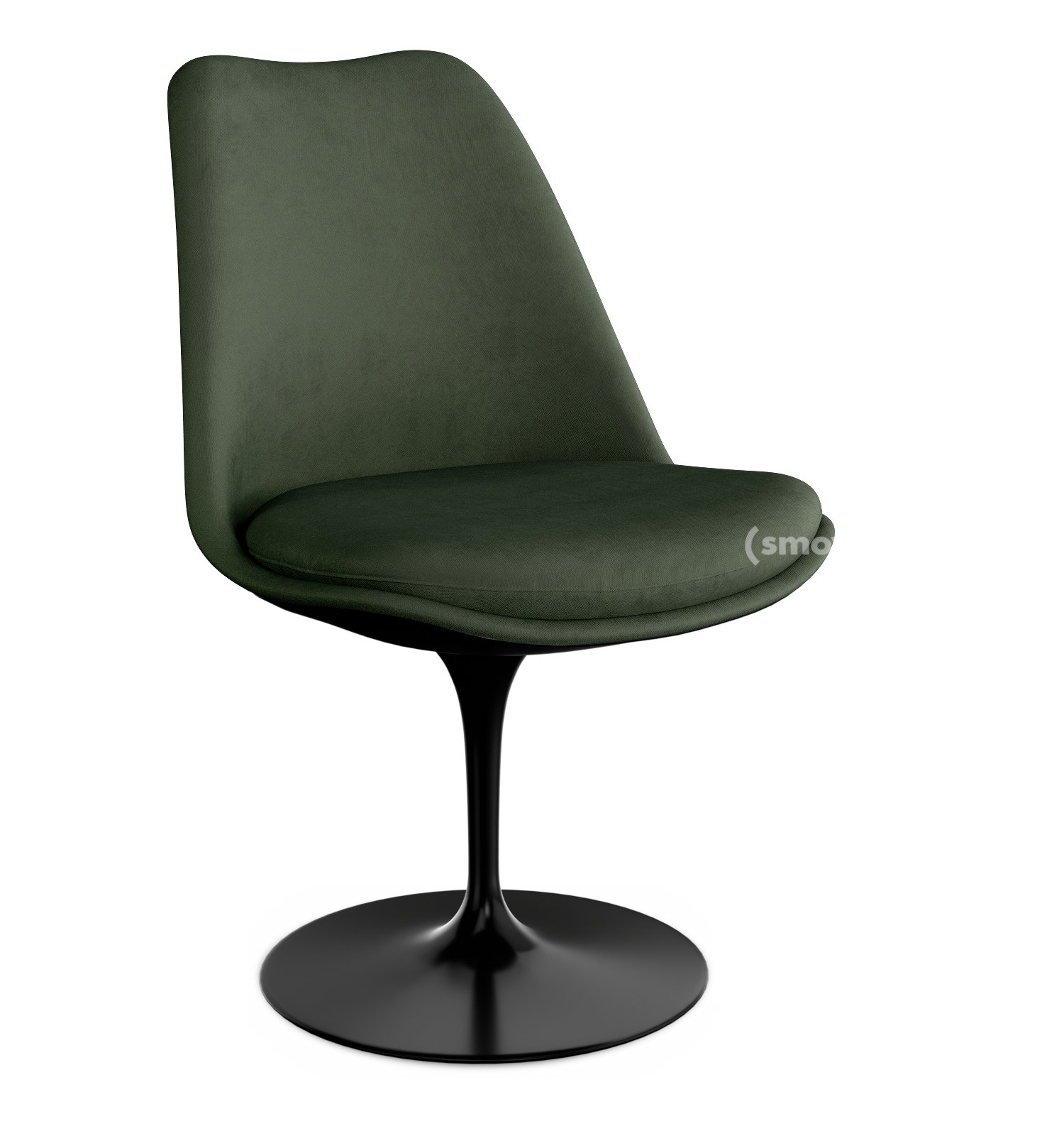 Saarinen Tulip Chair, Swivel, Upholstered inner shell and seat cushion,  Black, Bottle Green (Eva 144)