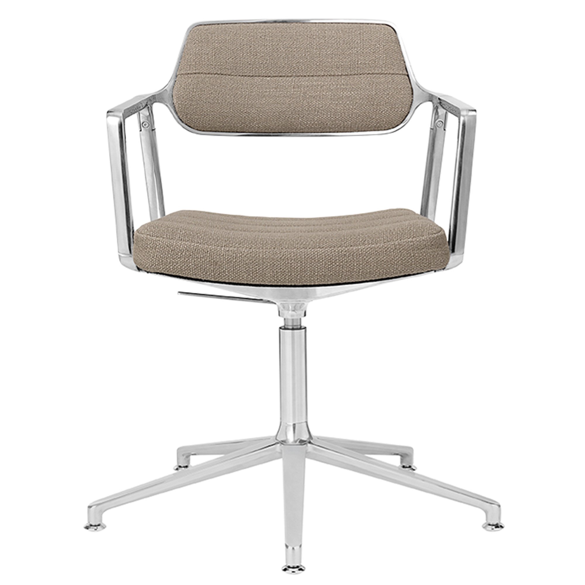 Swivel 453+ Chair, Polished, Fixed base, wool linen mix dark sand