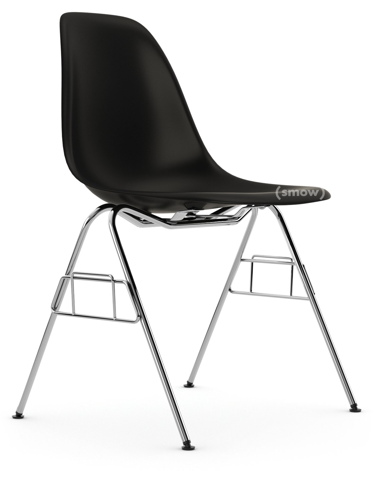 Eames Plastic Side Chair RE DSS DSS-N, Deep black, Without