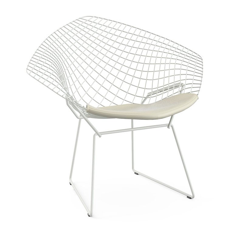 Diamond Chair, with cushion, Rilsan protective coating white