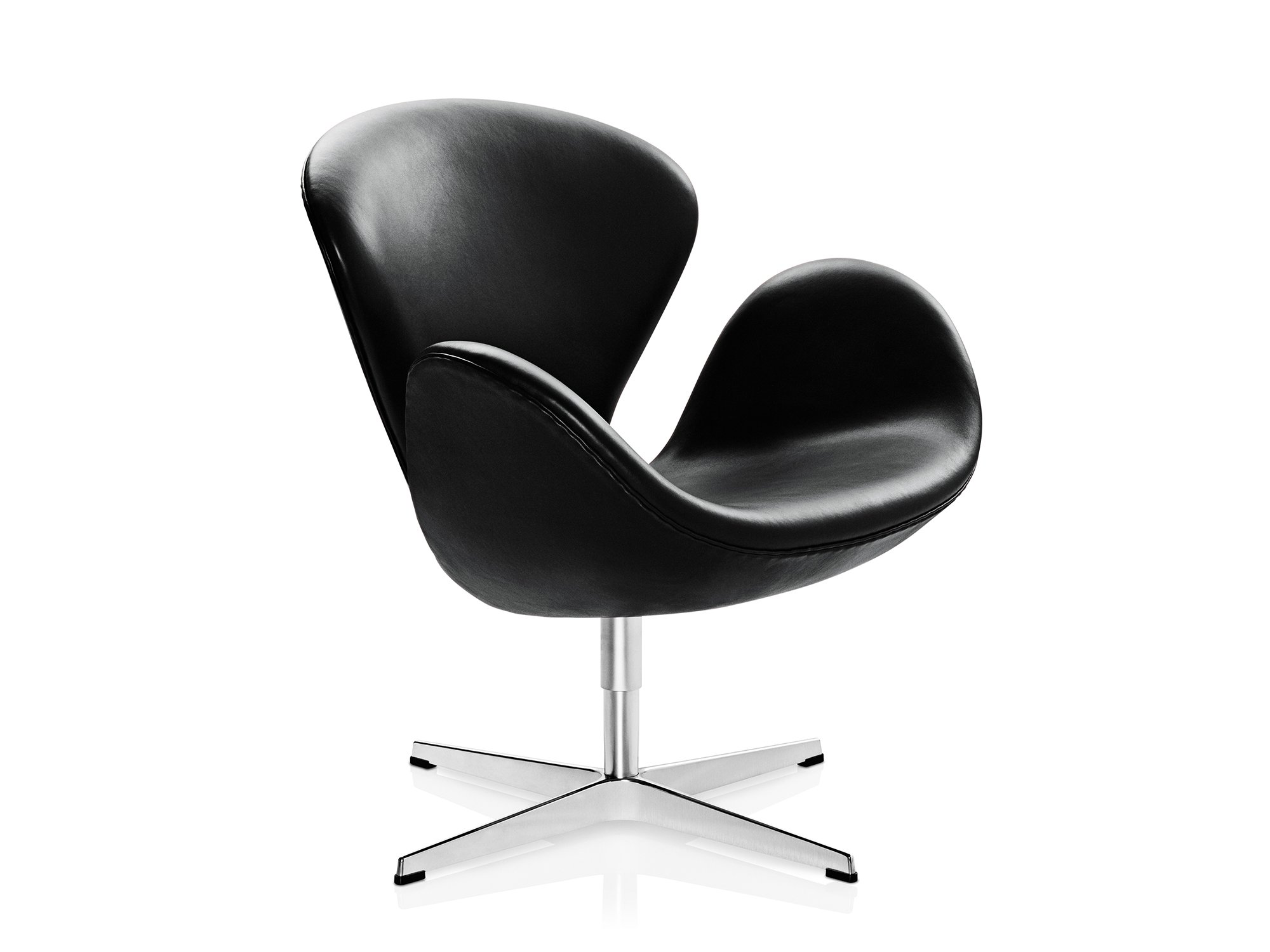Swan Chair, 40 cm, Leather Grace, Black | Fritz Hansen | by Arne