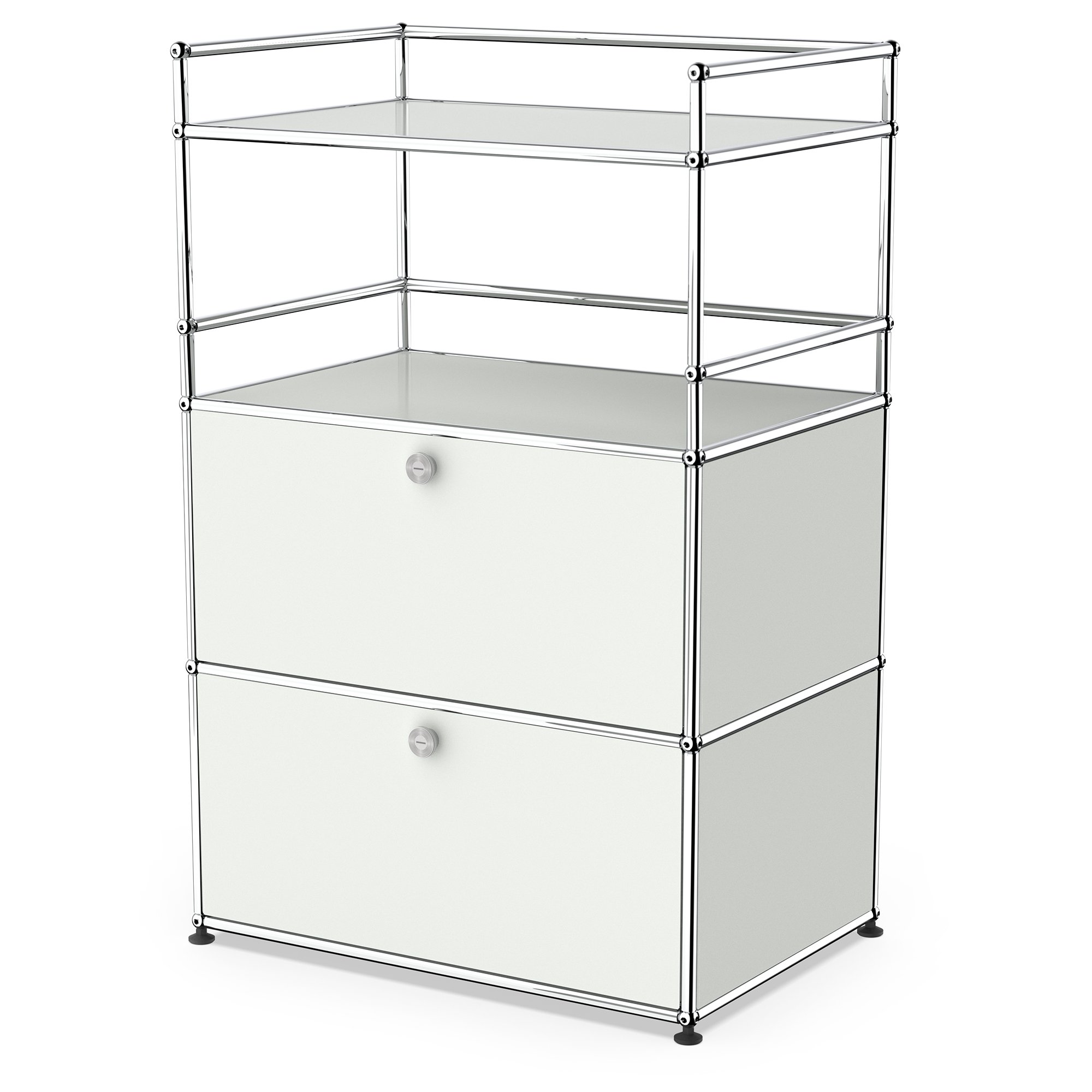 USM Haller Bar Highboard, Light grey RAL 7035, With 2 drop-down
