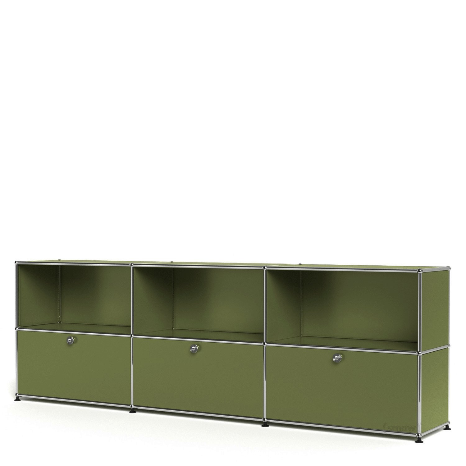USM Haller Sideboard XL, Customisable, Olive green RAL 6003, Open