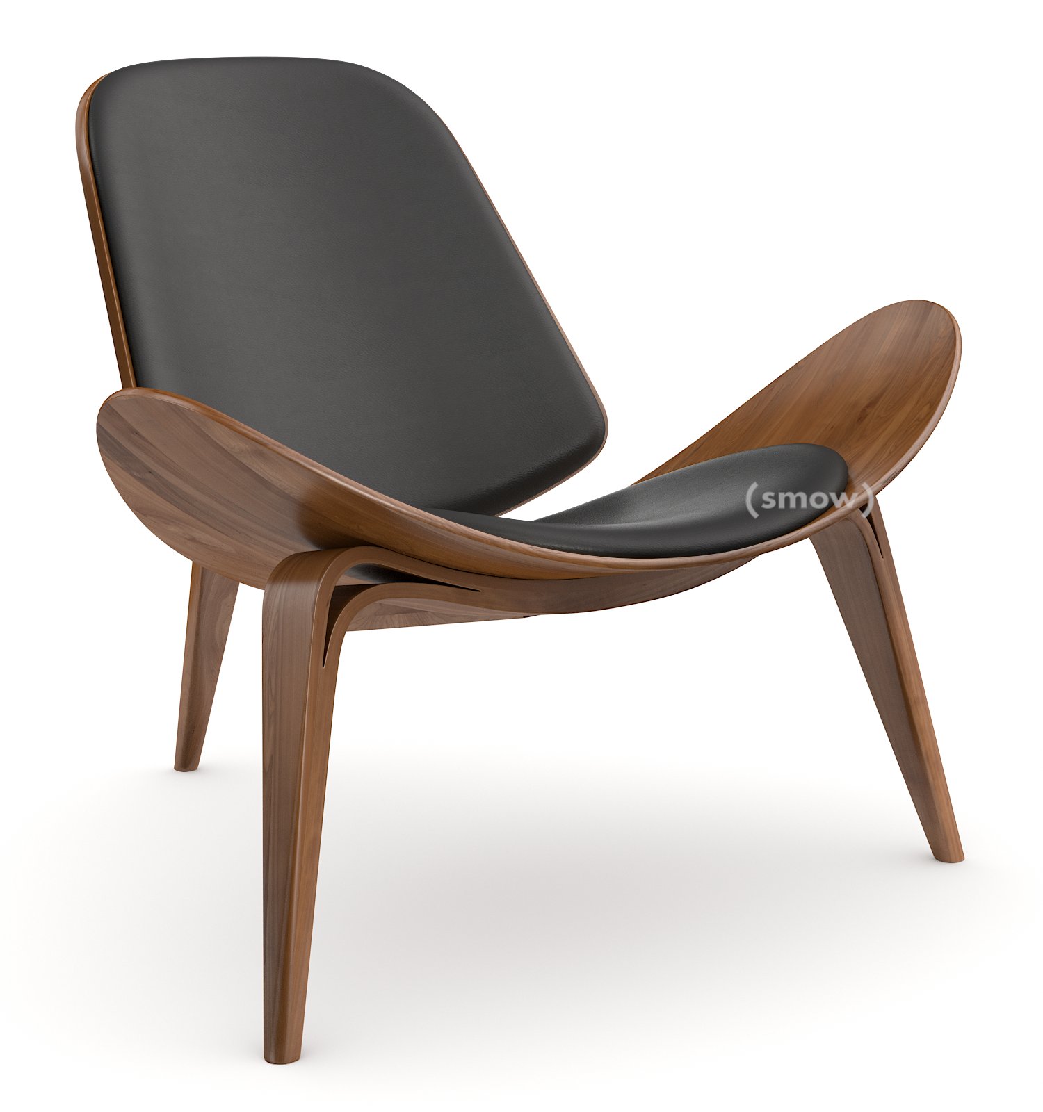 CH07 Shell Chair, Lacquered walnut, Leather anthracite | Carl
