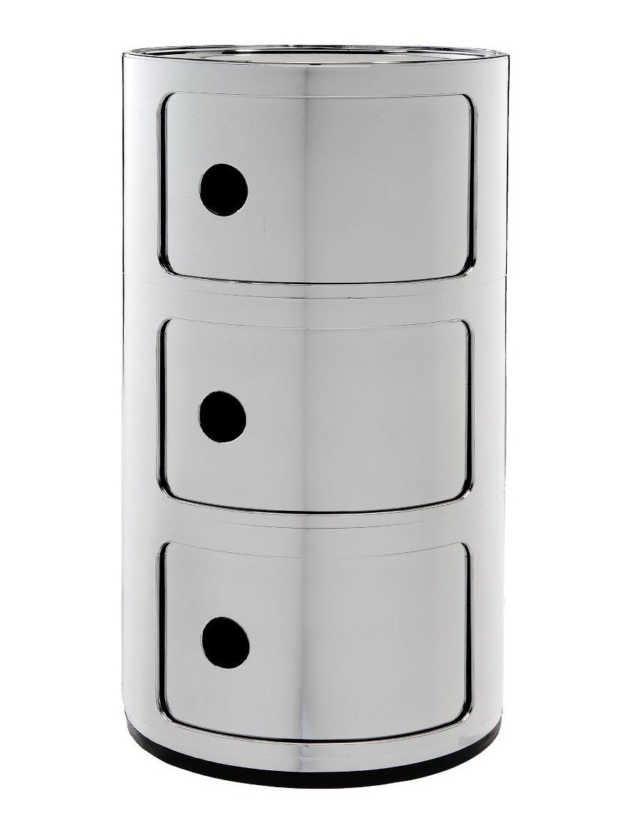 Componibili Metallic, 3 Compartments, Chrome | Kartell | Side