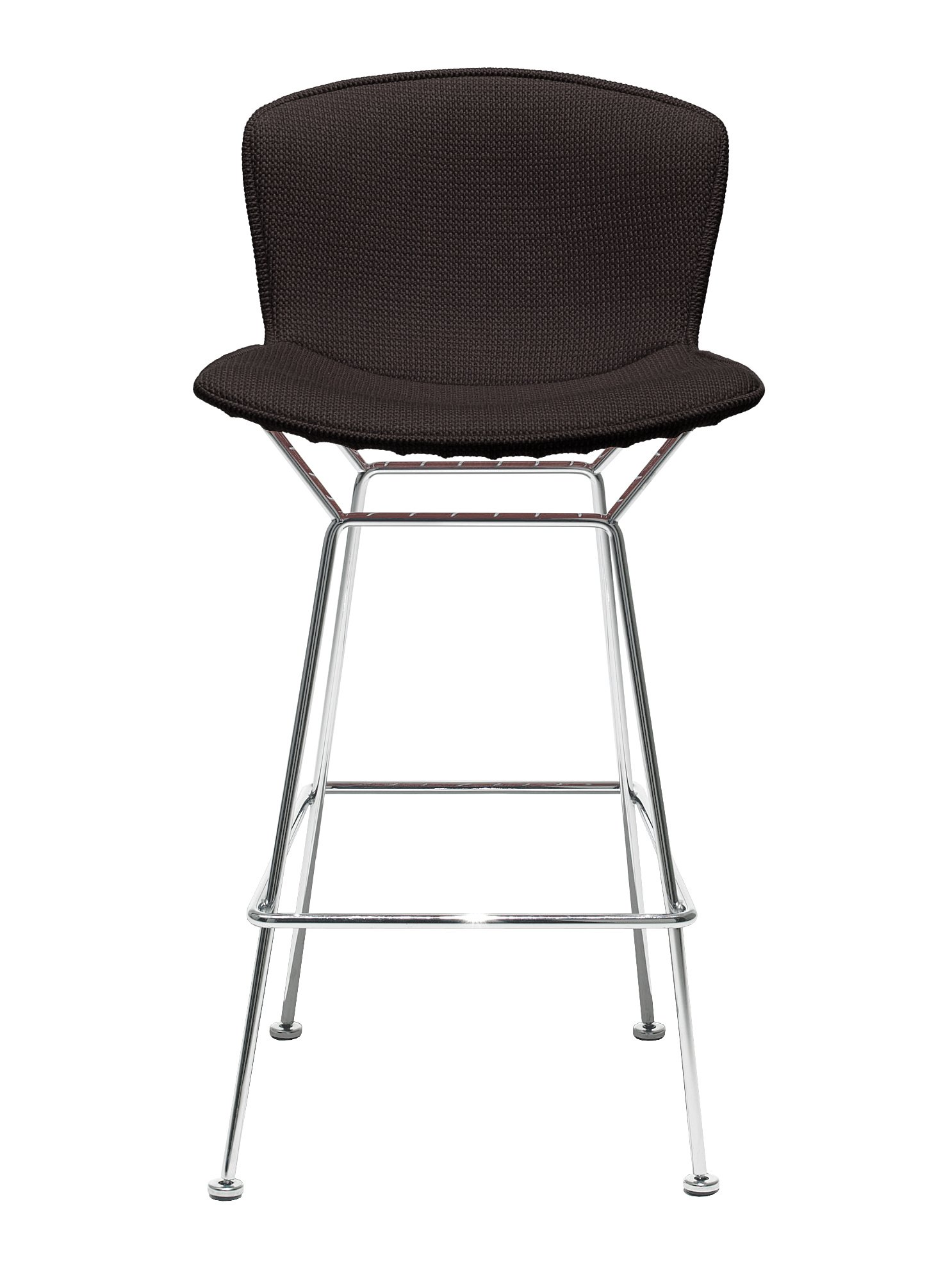 Bertoia Barstool, Full upholstery, satin chrome-plated, Black (Tonus 128)