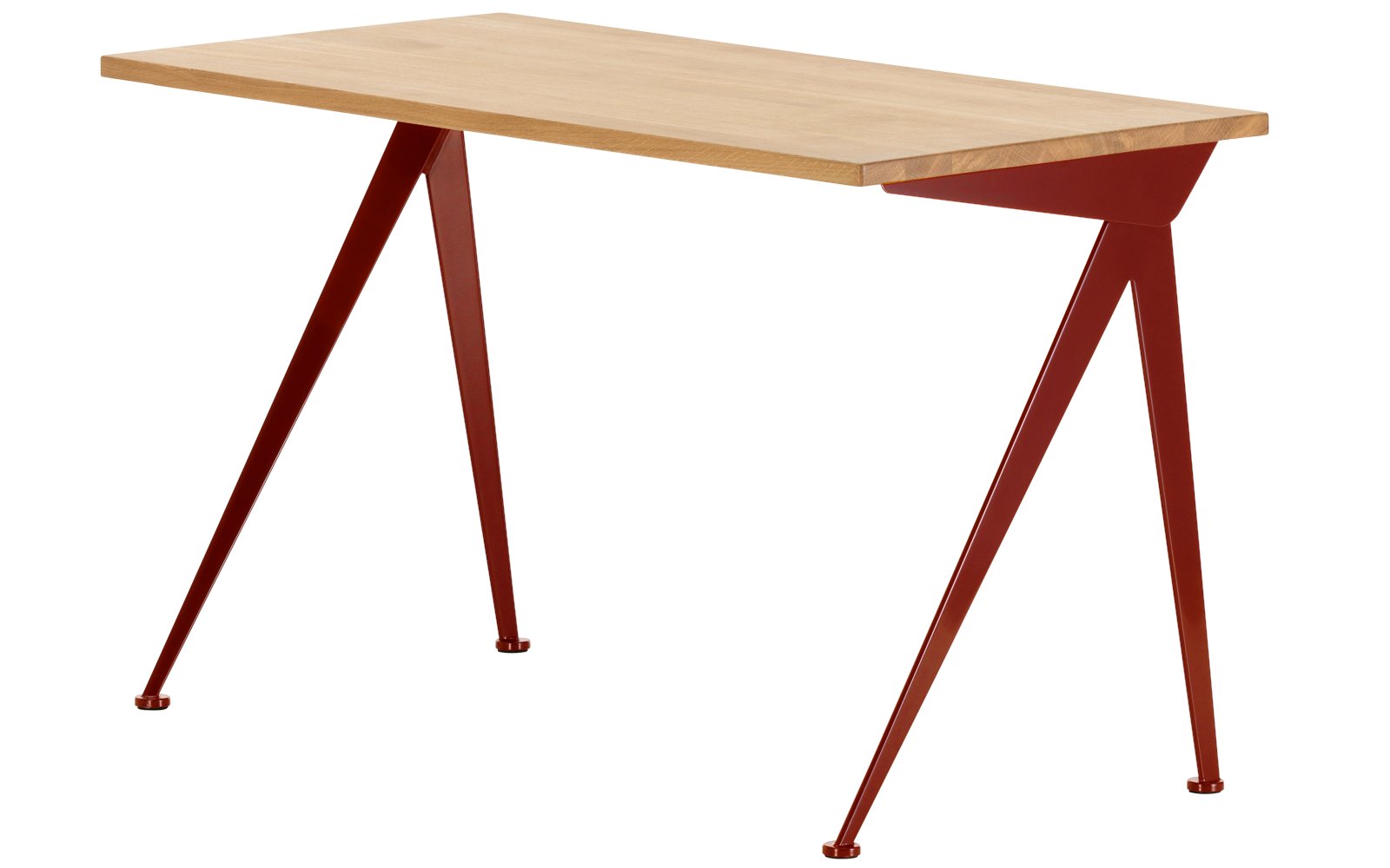 Compas Direction Desk, Natural oak solid, oiled, Japanese red
