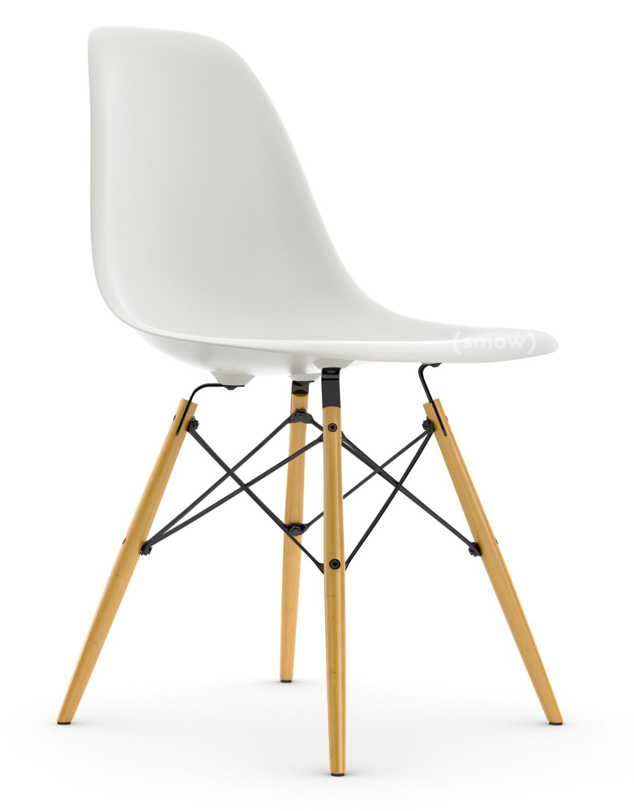 Eames Plastic Side Chair RE DSW, White non-RE, Without