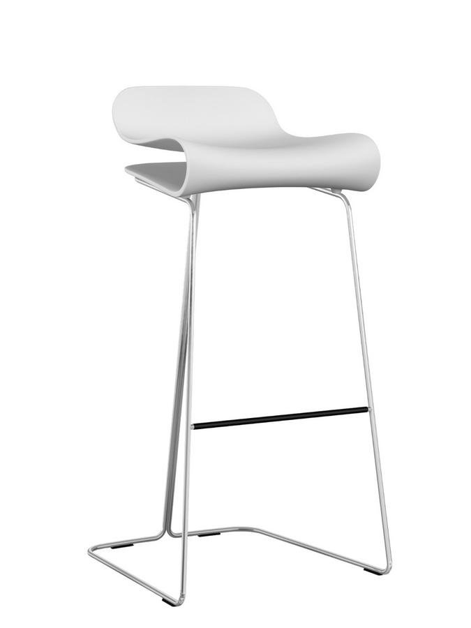 BCN Bar Stool, White, Chrome-plated Steel, Bar version: 76