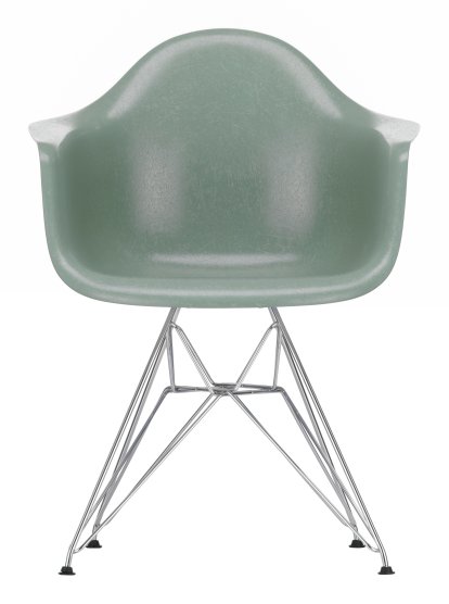 Eames Fiberglass Armchair DAR, Eames sea foam green, Chrome-plated